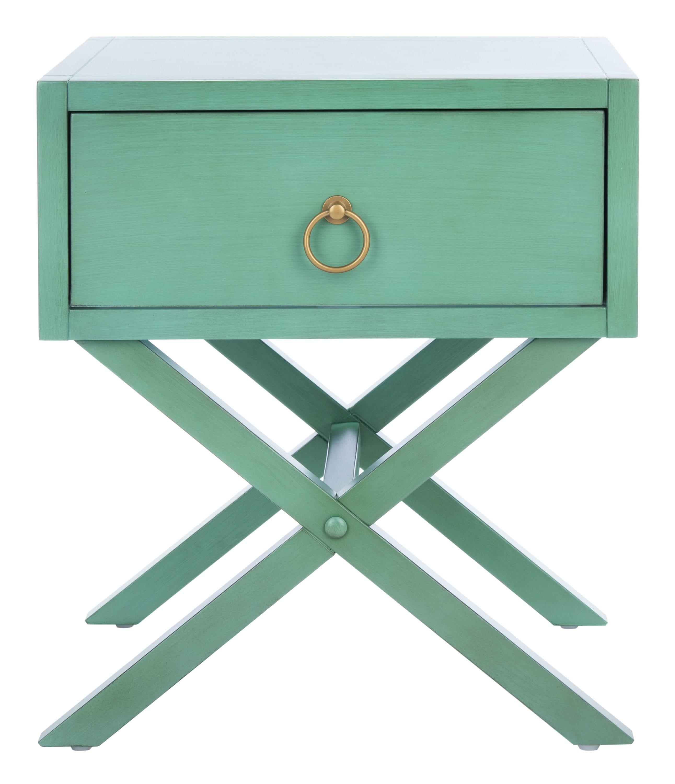 SAFAVIEH Odilia 1 Drawer Solid Retro Nightstand, Turquoise