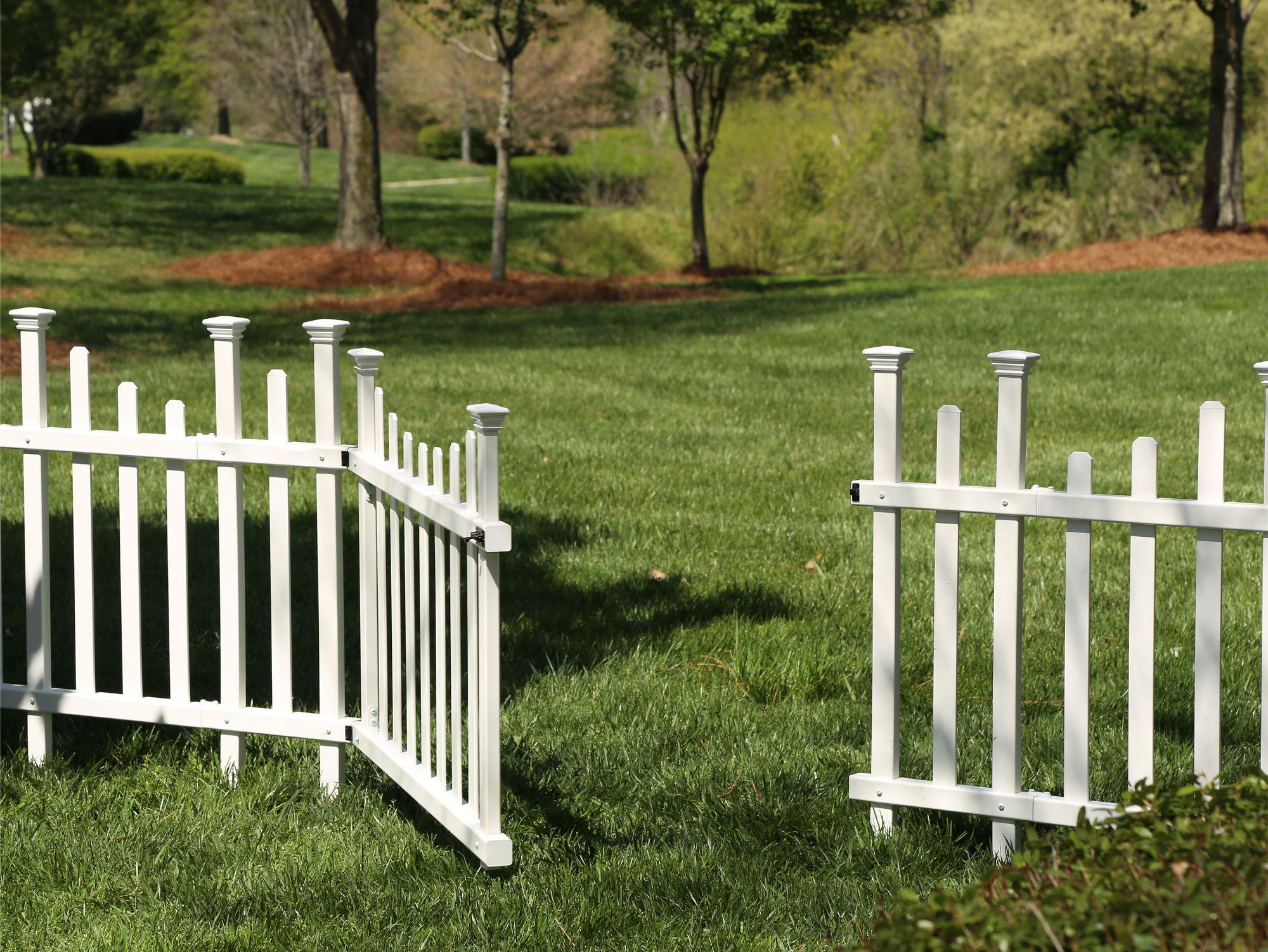 30in H x 62in W (1 Gate) No Dig Zippity Madison Gate Kit, White Vinyl Picket Fence Gate Kit for Madison Fence Panels, Child or Dog Gate for Backyard, Patio, Outdoor, or Garden Fence, ZP19028