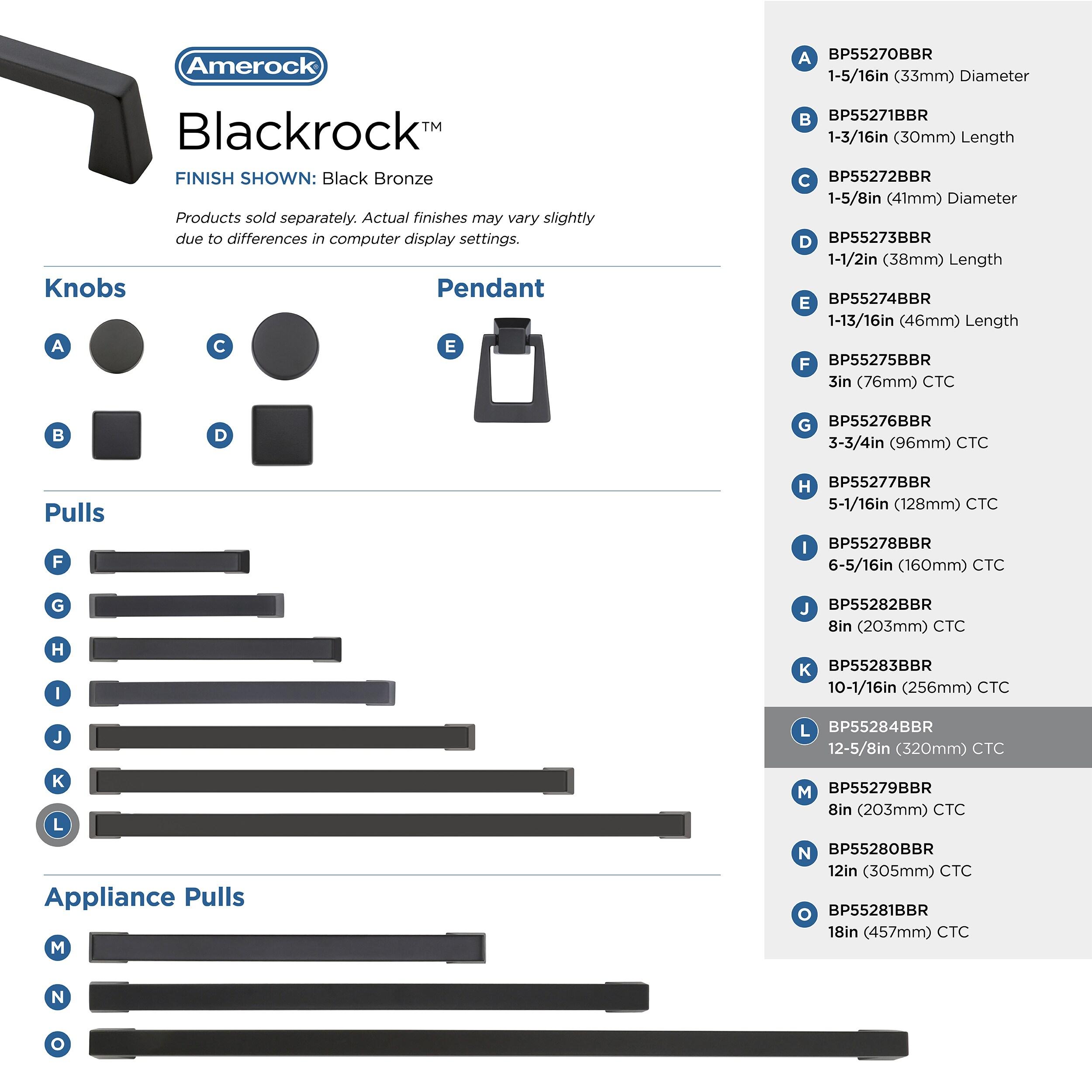 Amerock Blackrock 12-5/8 inch (320mm) Center-to-Center Black Bronze Cabinet Pull