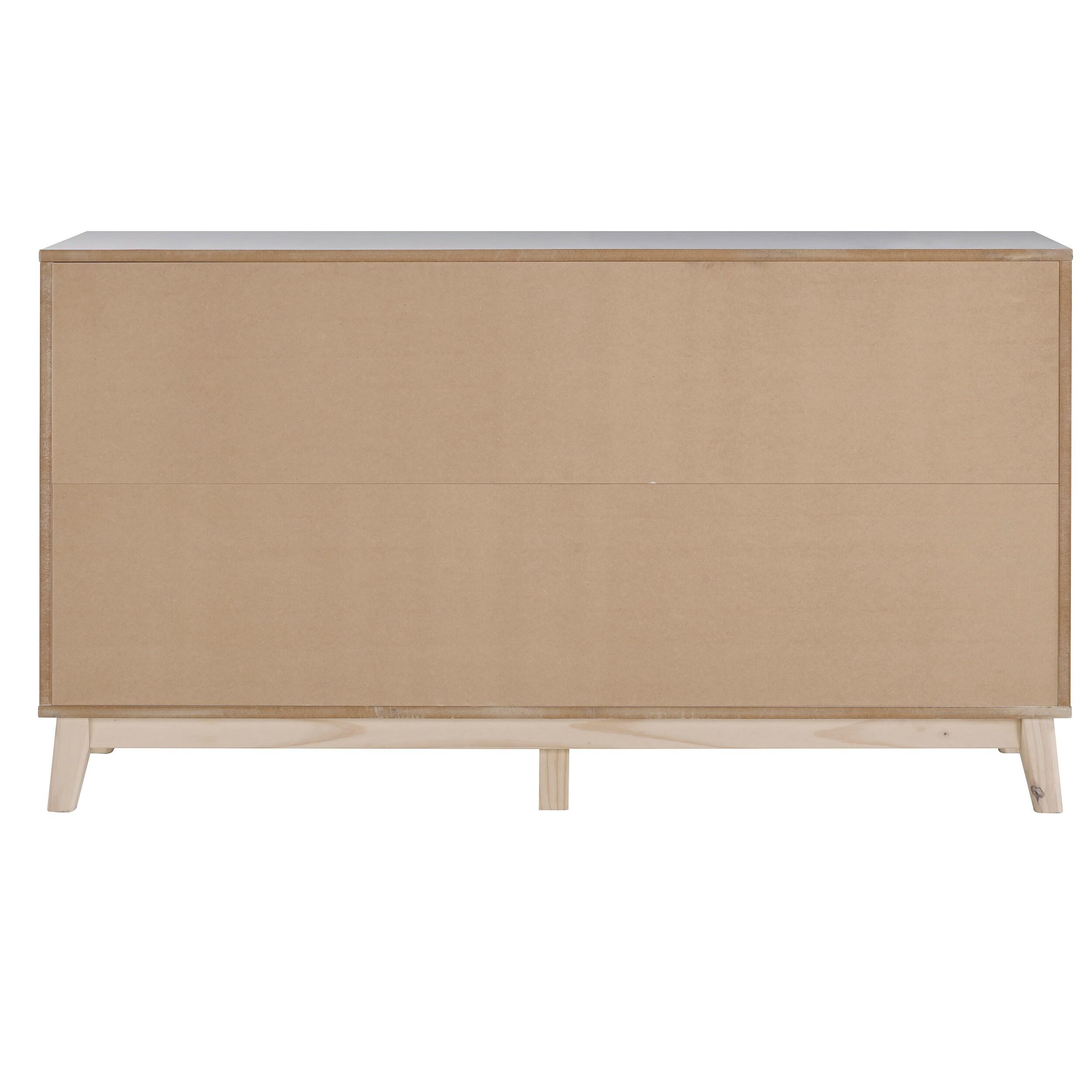 Alaterre Furniture MOD 60 in. Wood 6-Drawer Double Dresser, White, Bedroom Storage Furniture, Metal Drawers Glides, Wooden Drawer Knobs, Kids or Adults Rooms
