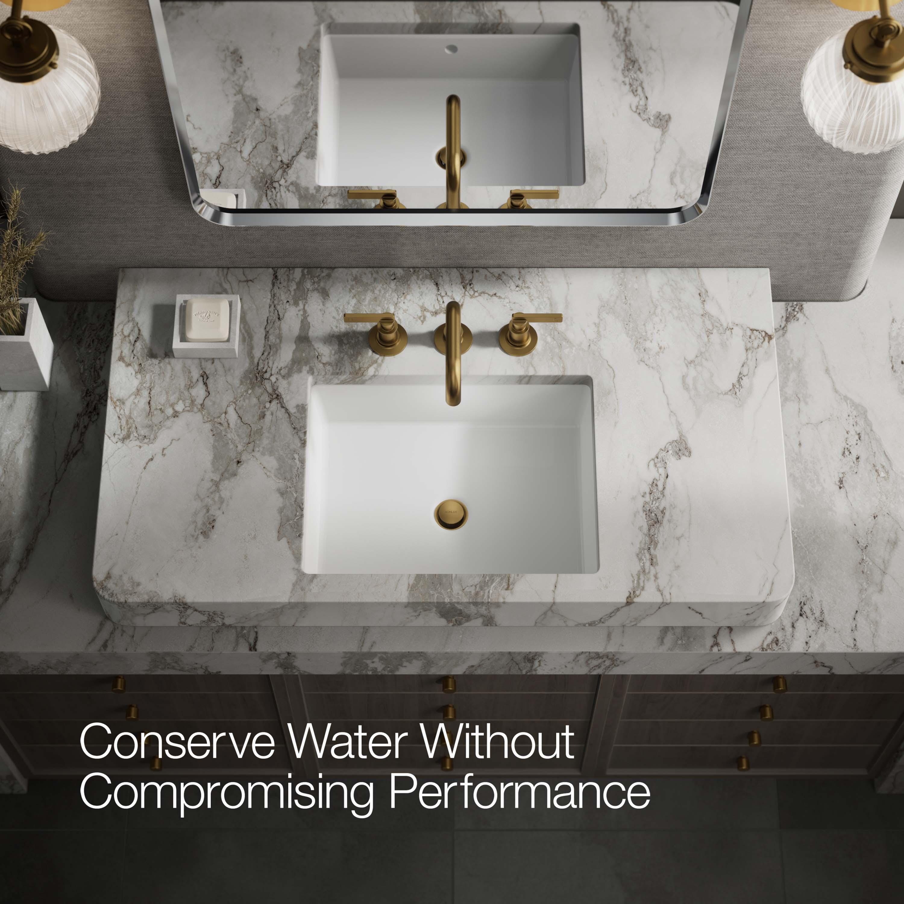 Vibrant Brushed Moderne Brass Widespread Bathroom Sink Faucet