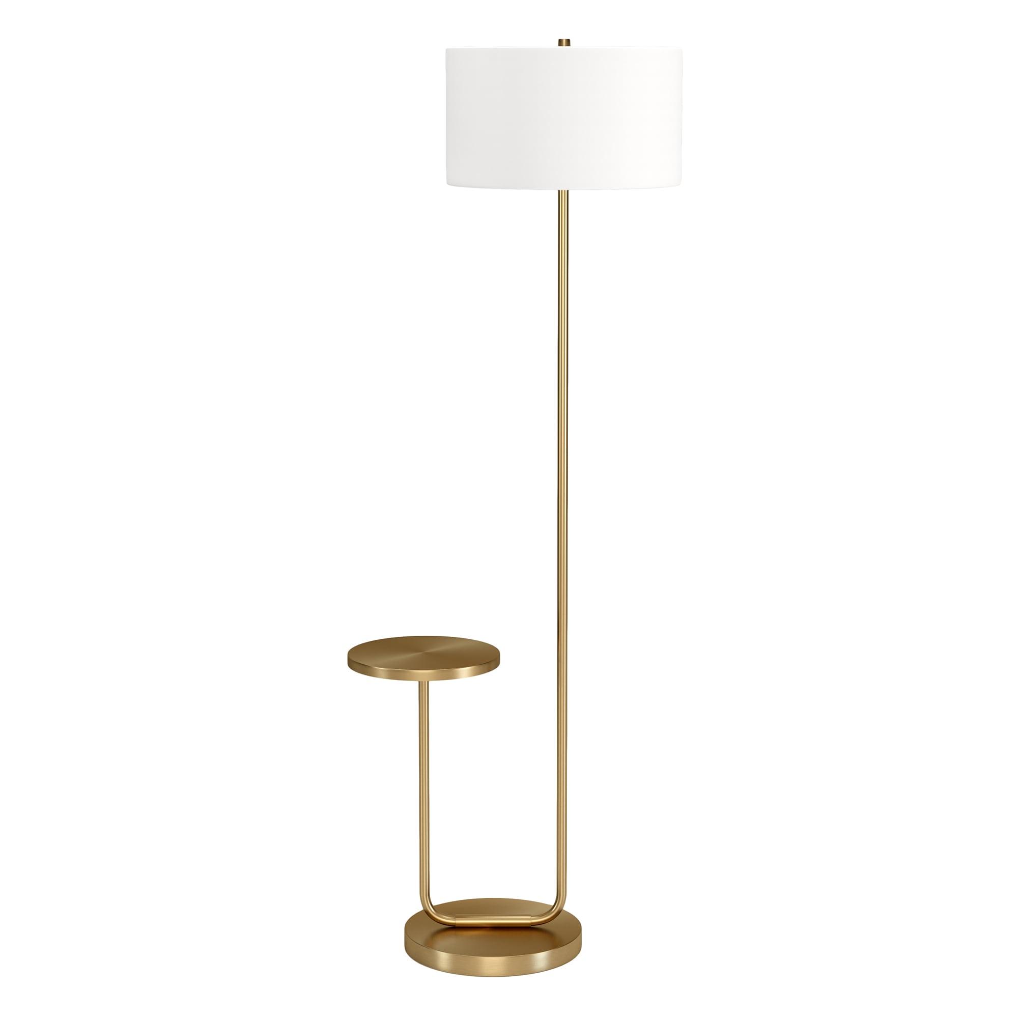 Jacinta Brass & White Modern Floor Lamp with Tray Table