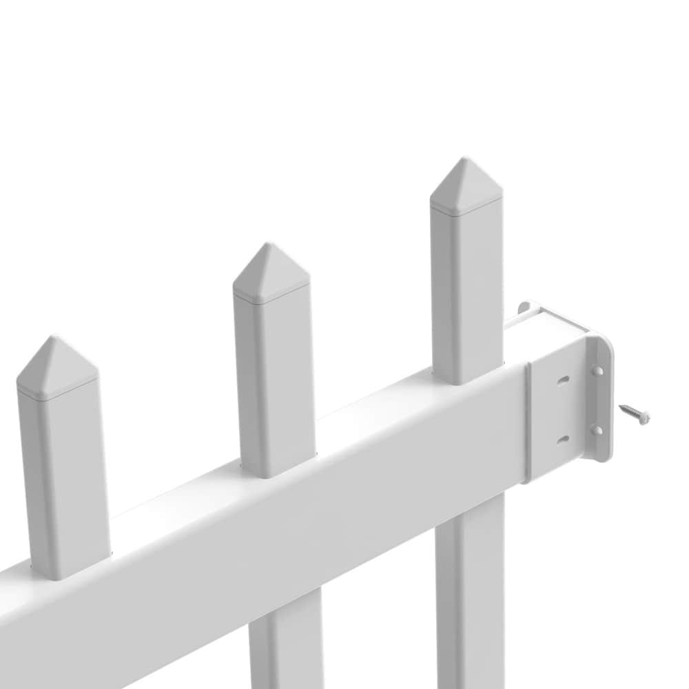 White Vinyl Fence Bracket Kit for Outdoor Panels (2-Pack)