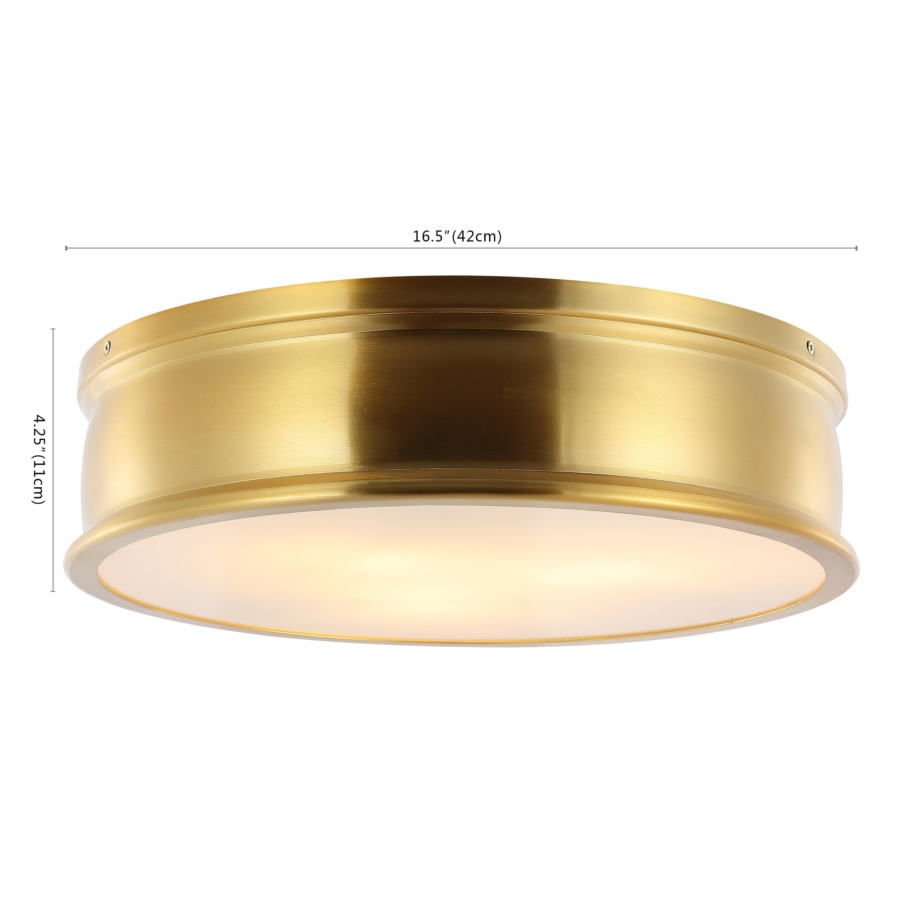 Adria 3 Light 16.5" Flush Mount - Brass Gold - Safavieh.