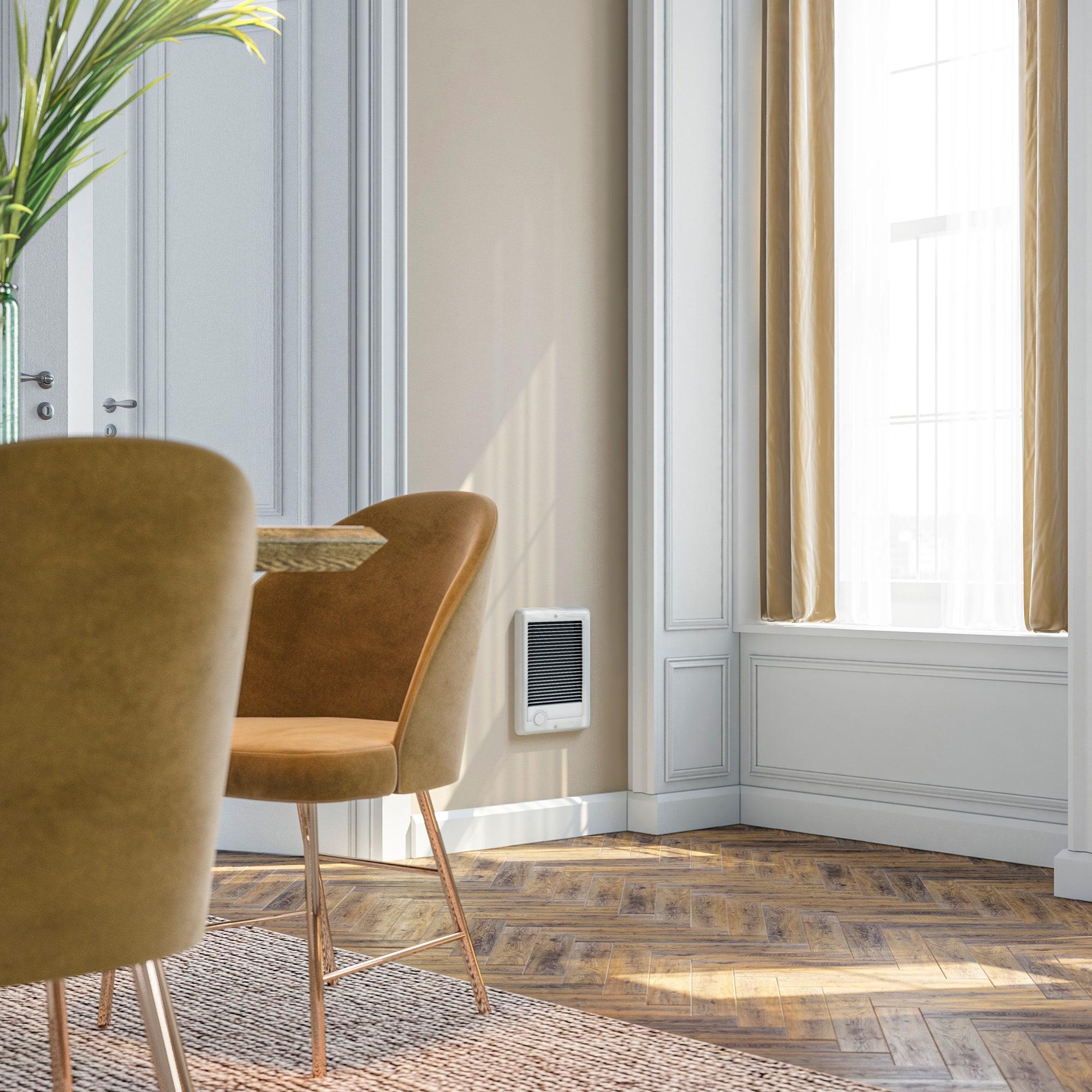 White 1500W Electric Wall Heater with Thermostat and Automatic Shut-off