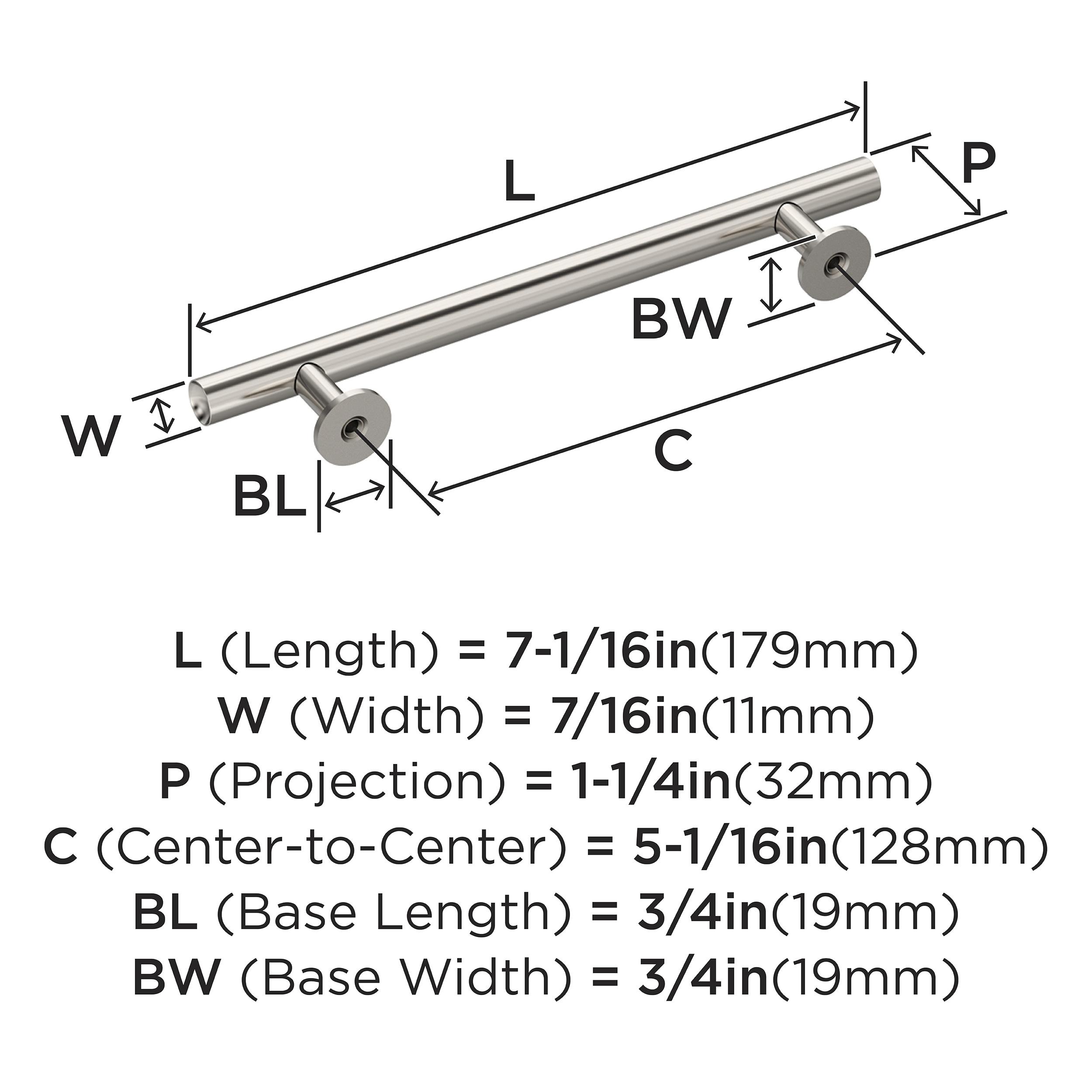 Amerock Radius 5-1/16 inch (128mm) Center-to-Center Polished Nickel Cabinet Pull