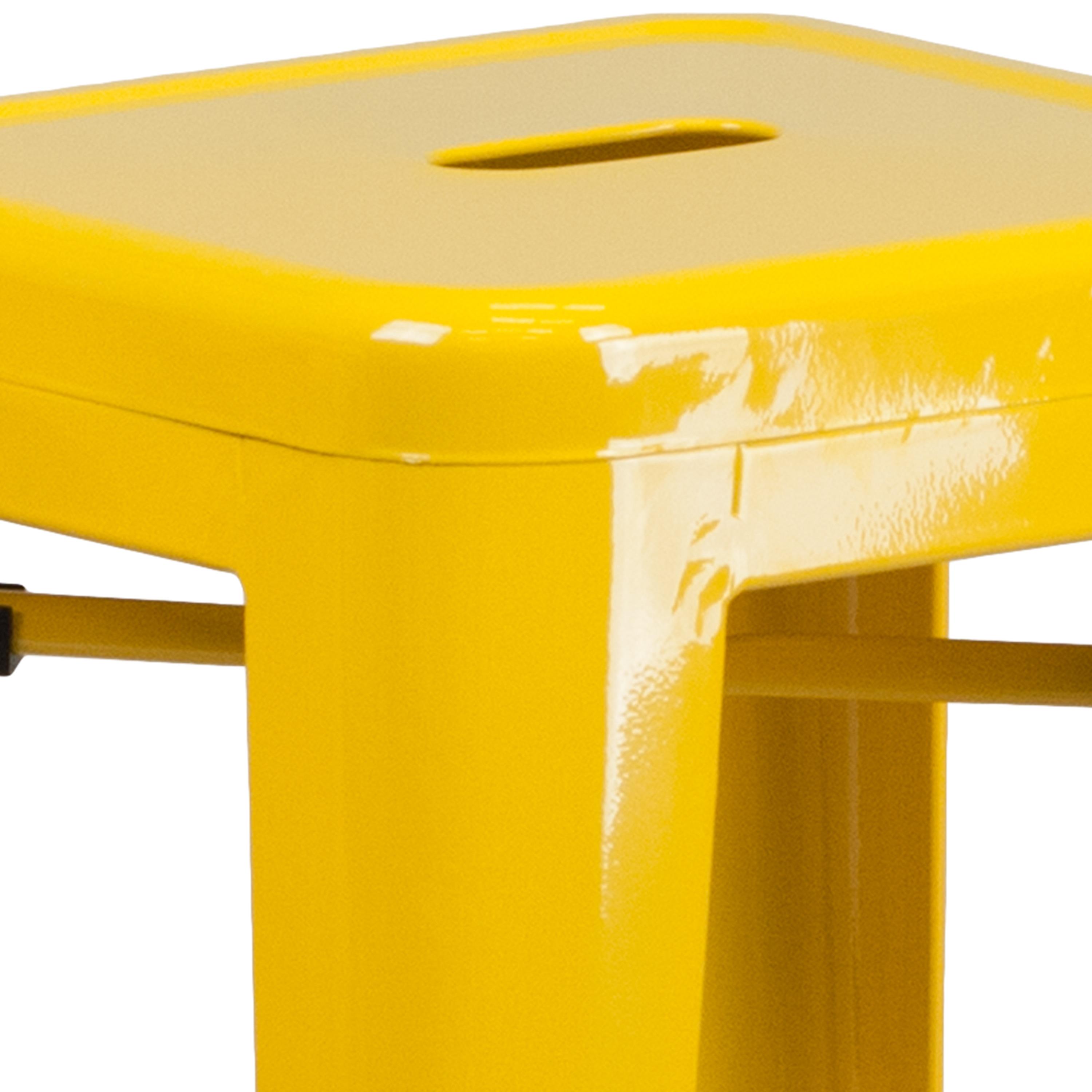 Flash Furniture Commercial Grade 30" High Backless Yellow Metal Indoor-Outdoor Barstool with Square Seat