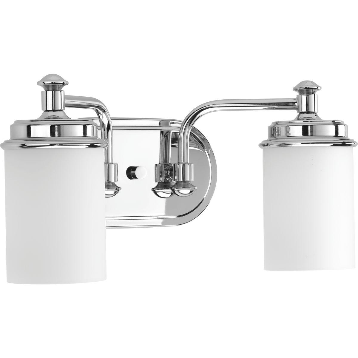 Progress Lighting Glide Collection 2-Light Bath Vanity in Polished Chrome with Etched Opal Glass Shade