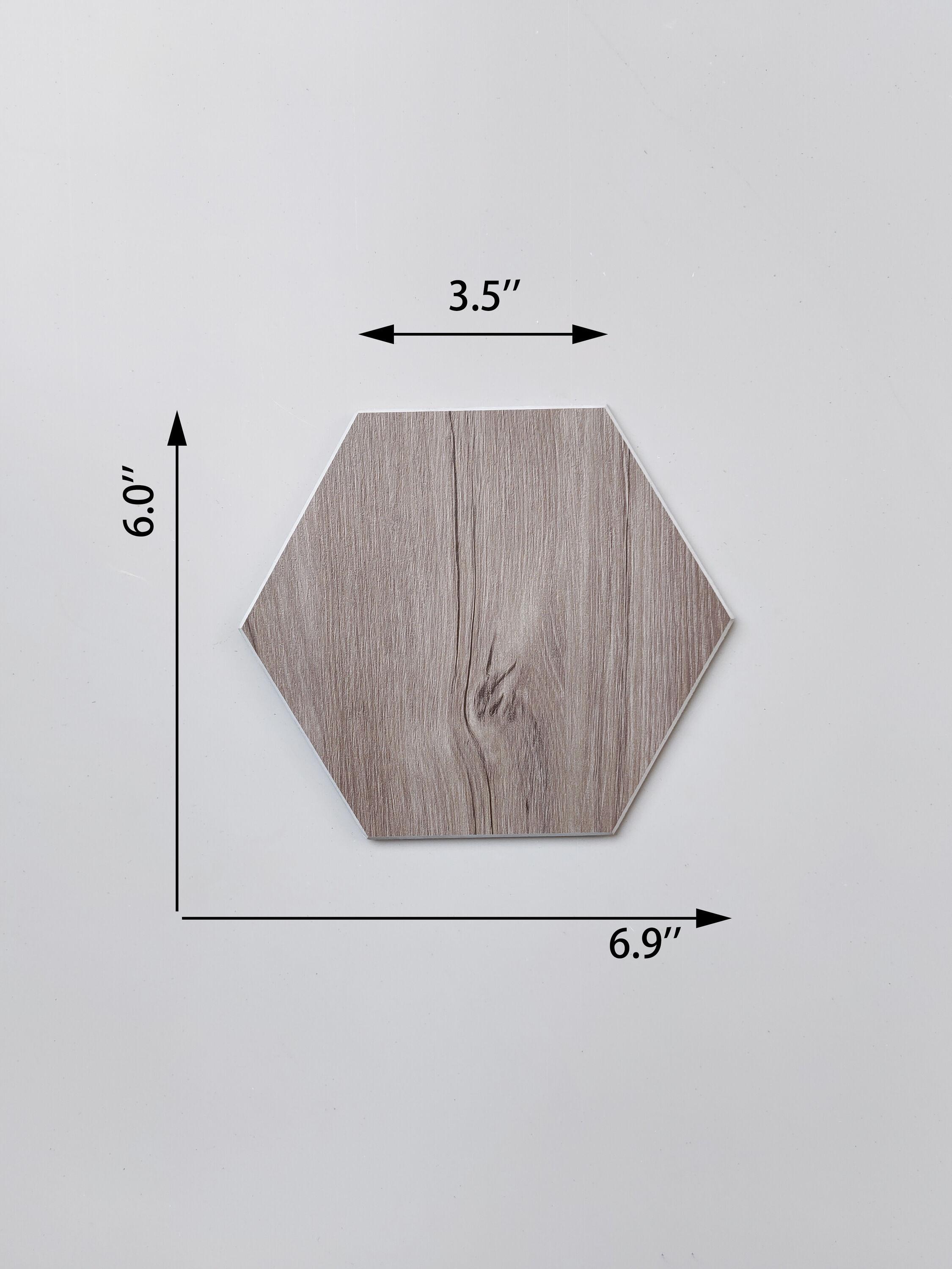 Tawny Hexagon Wood Grain Peel and Stick Wall Tiles