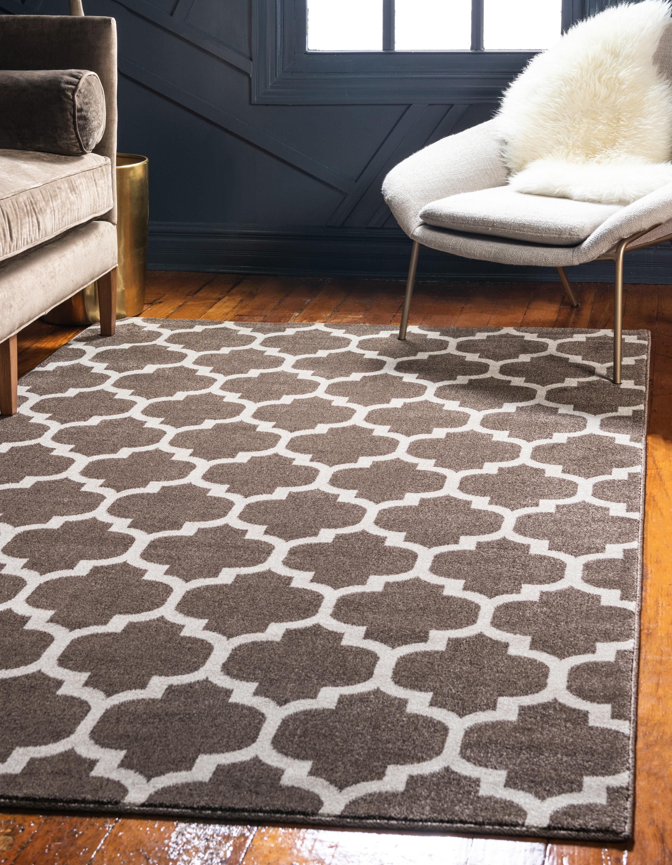 Unique Loom 4' 1 x 6' 1 Trellis Philadelphia Brown Area Rug