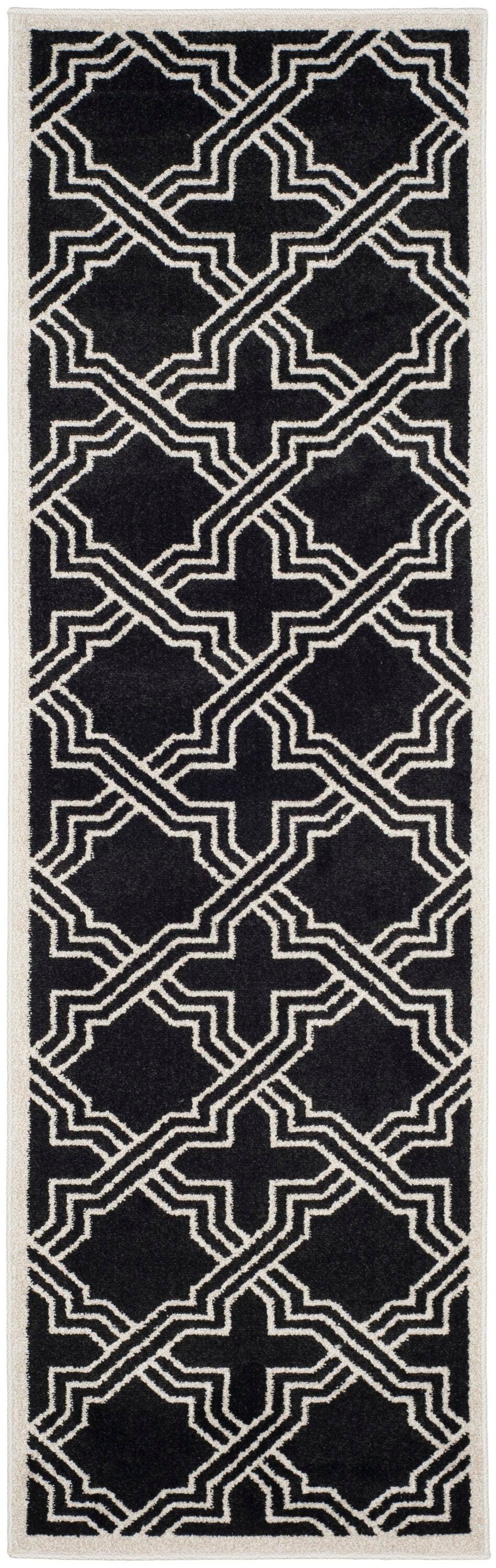 Amherst AMT413 Power Loomed Runner Rug - Anthracite/Ivory - 2'3"x7' - Safavieh.