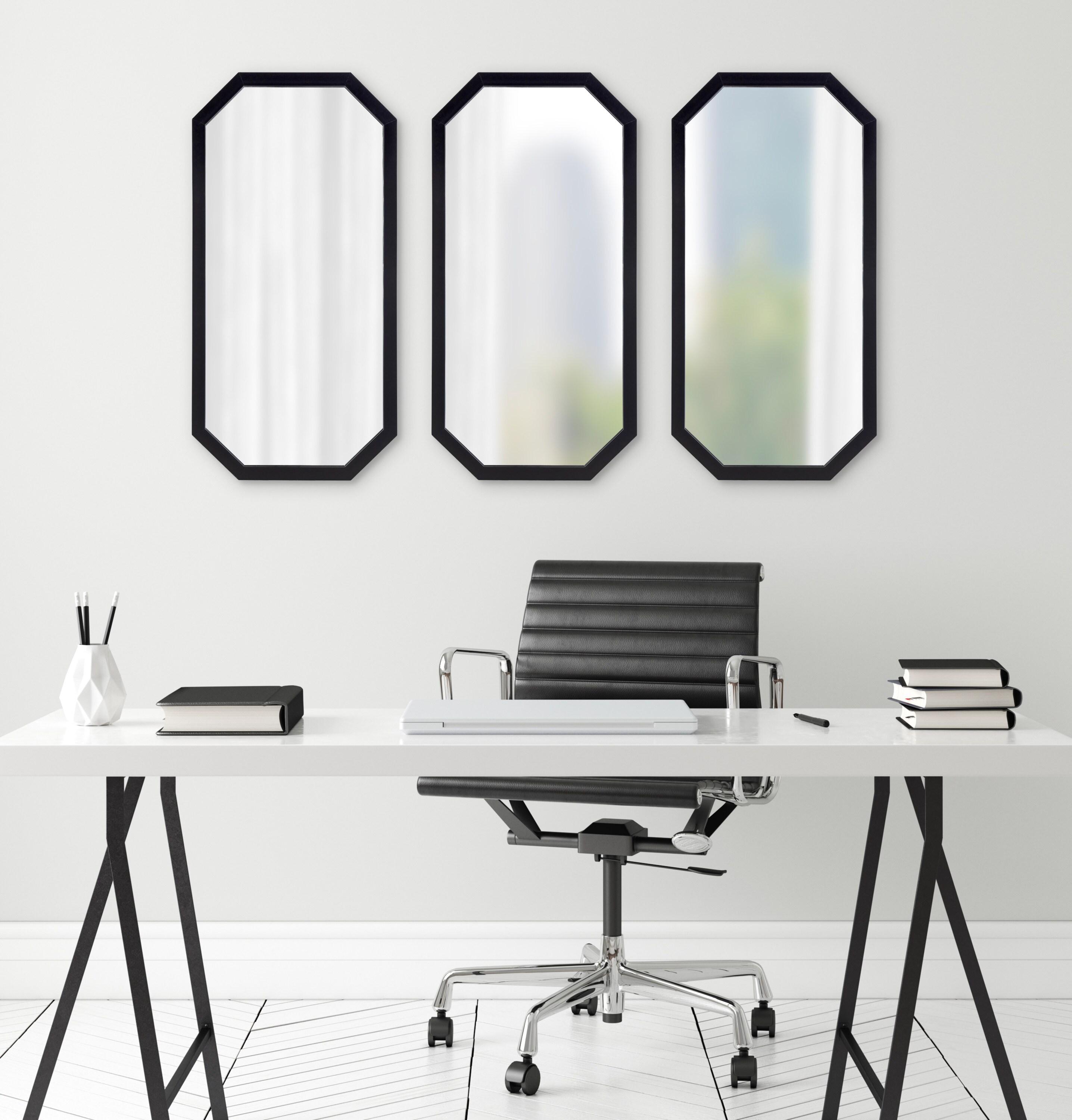 Kate & Laurel All Things Decor 3pc Laverty Wall Mirror Set Black : Octagon Shape, Modern Style, No Assembly Required