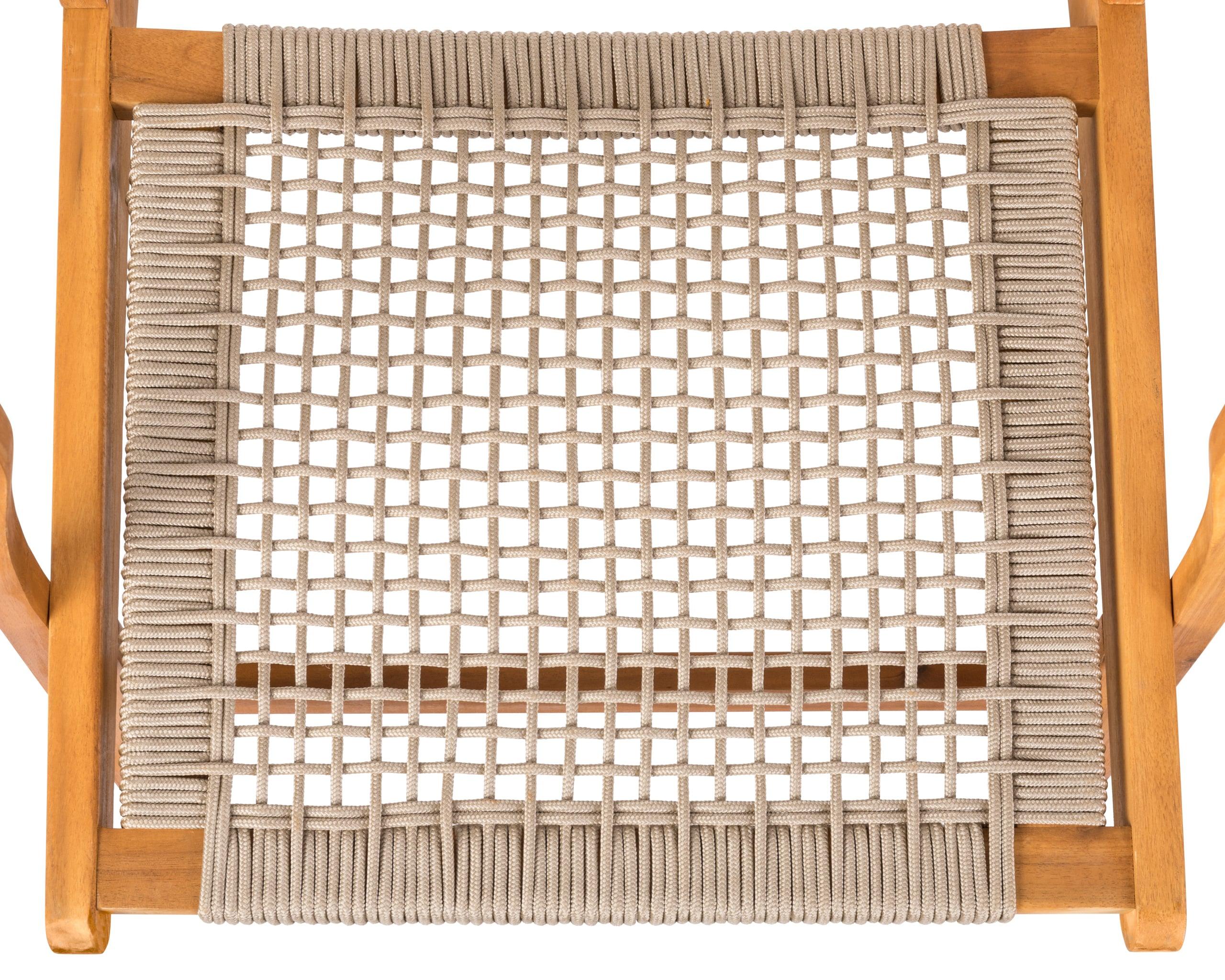 Balkene Home Patio Sense Vega Natural Stain Chair ,Acacia Wood Construction ,Woven Web Seat- Navy Blue Cording