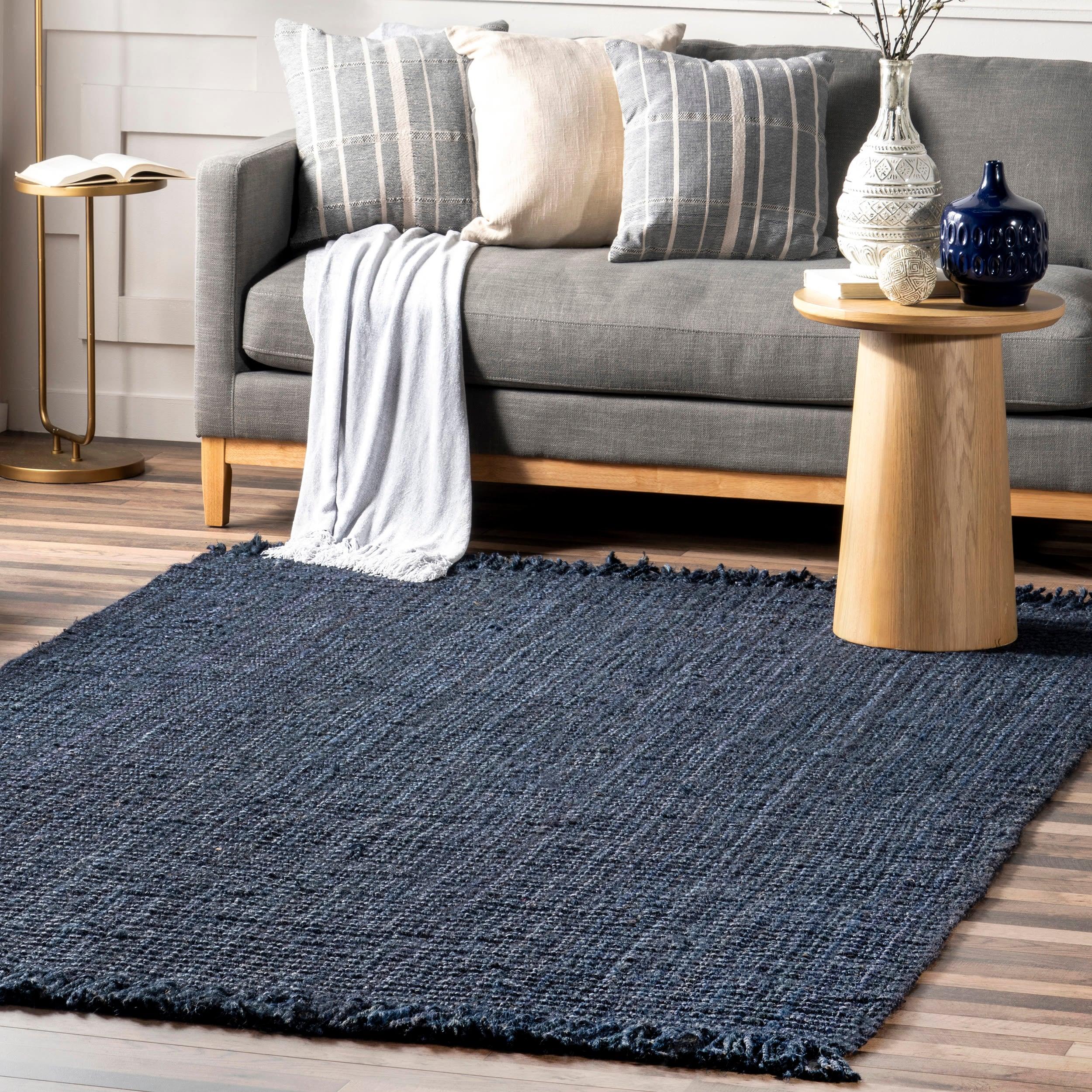 nuLOOM Daniela Chunky Jute Navy 5' x 7' 6" Farmhouse Area Rug