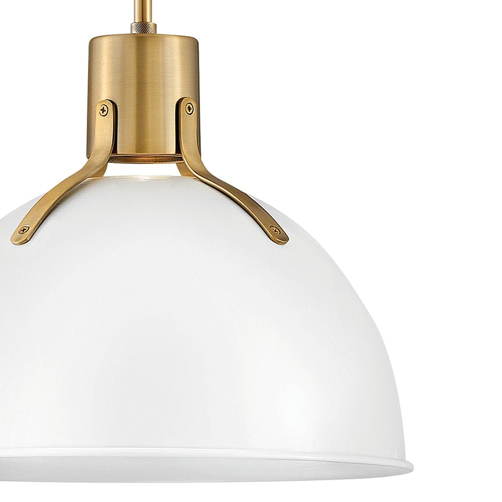 Argo Polished White 14" LED Bowl Pendant with Vintage Industrial Design