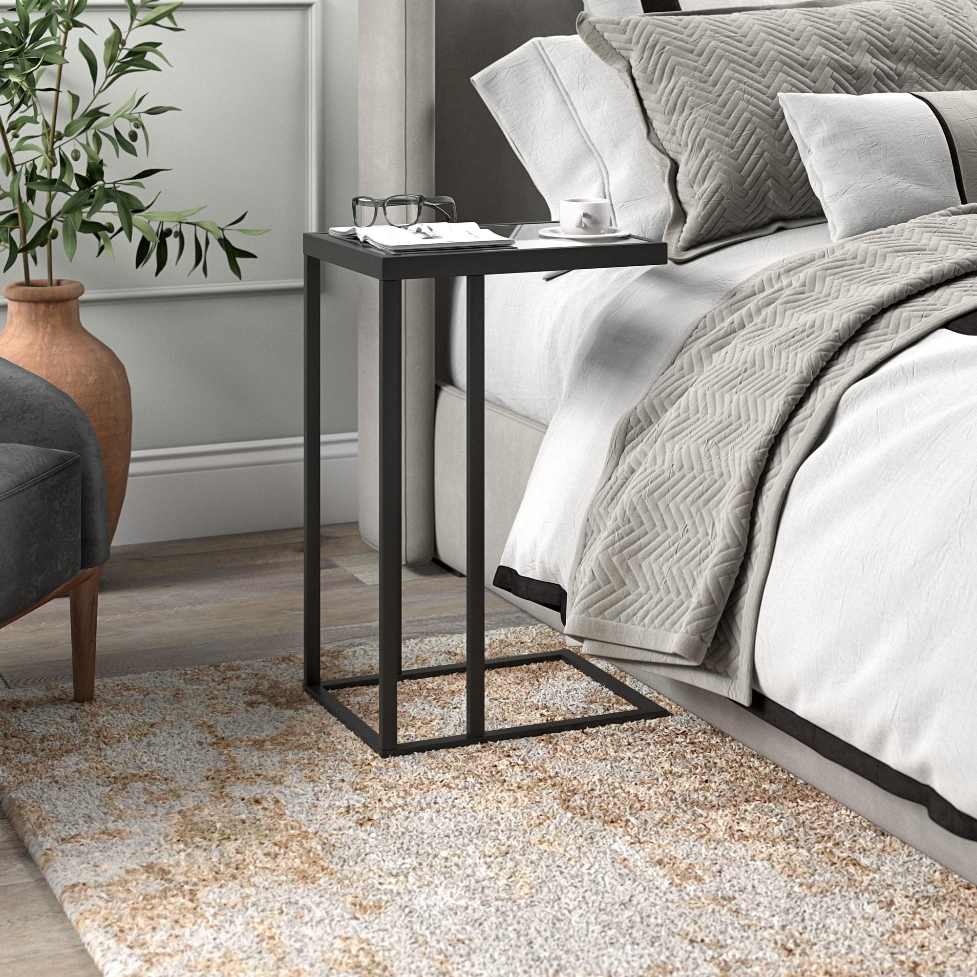 Evelyn&Zoe Alexis 16" Wide Rectangular Side Table, Blackened Bronze