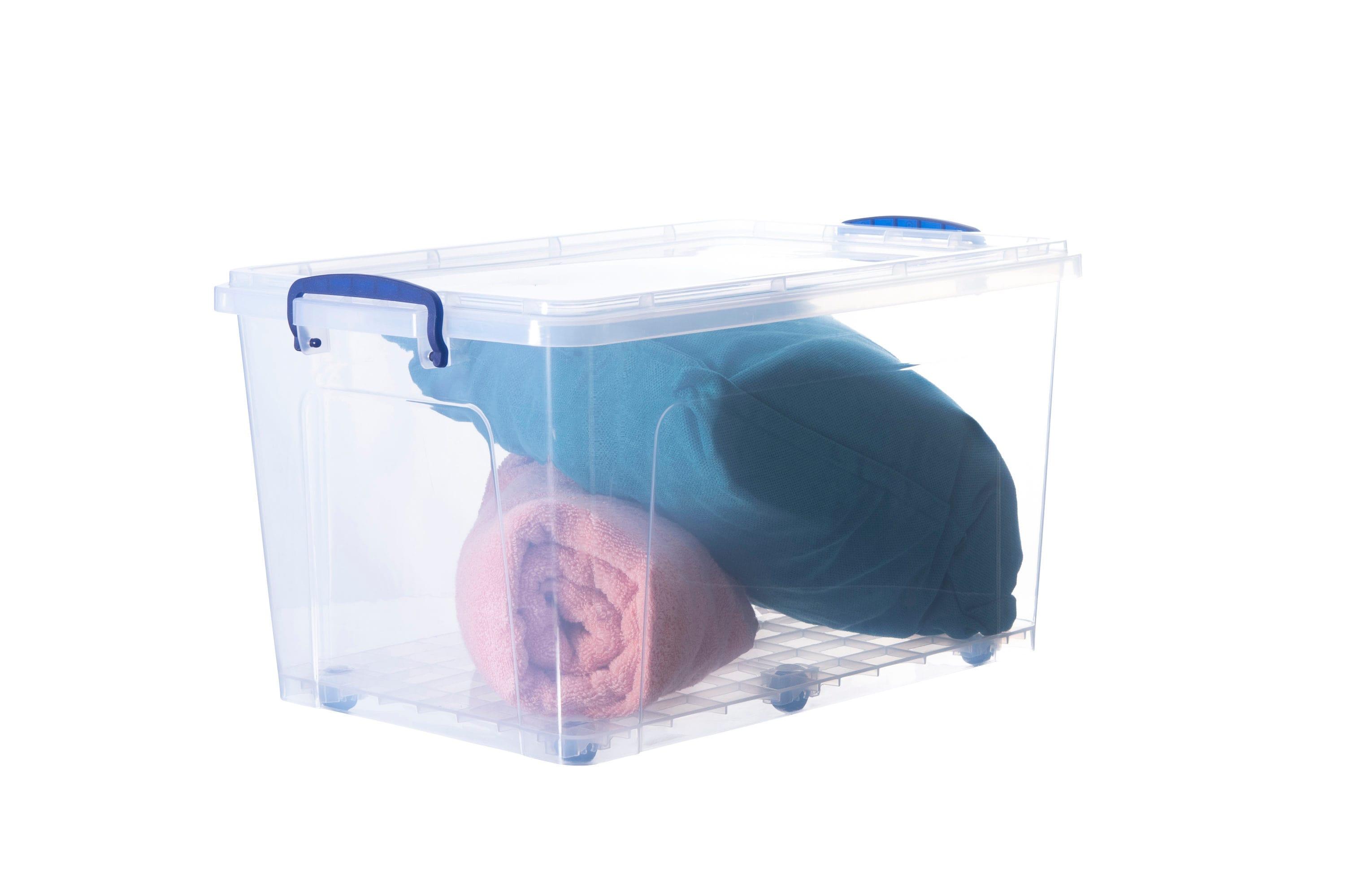 Clear Plastic Stackable Storage Box with Snap Lid, 44 Quart