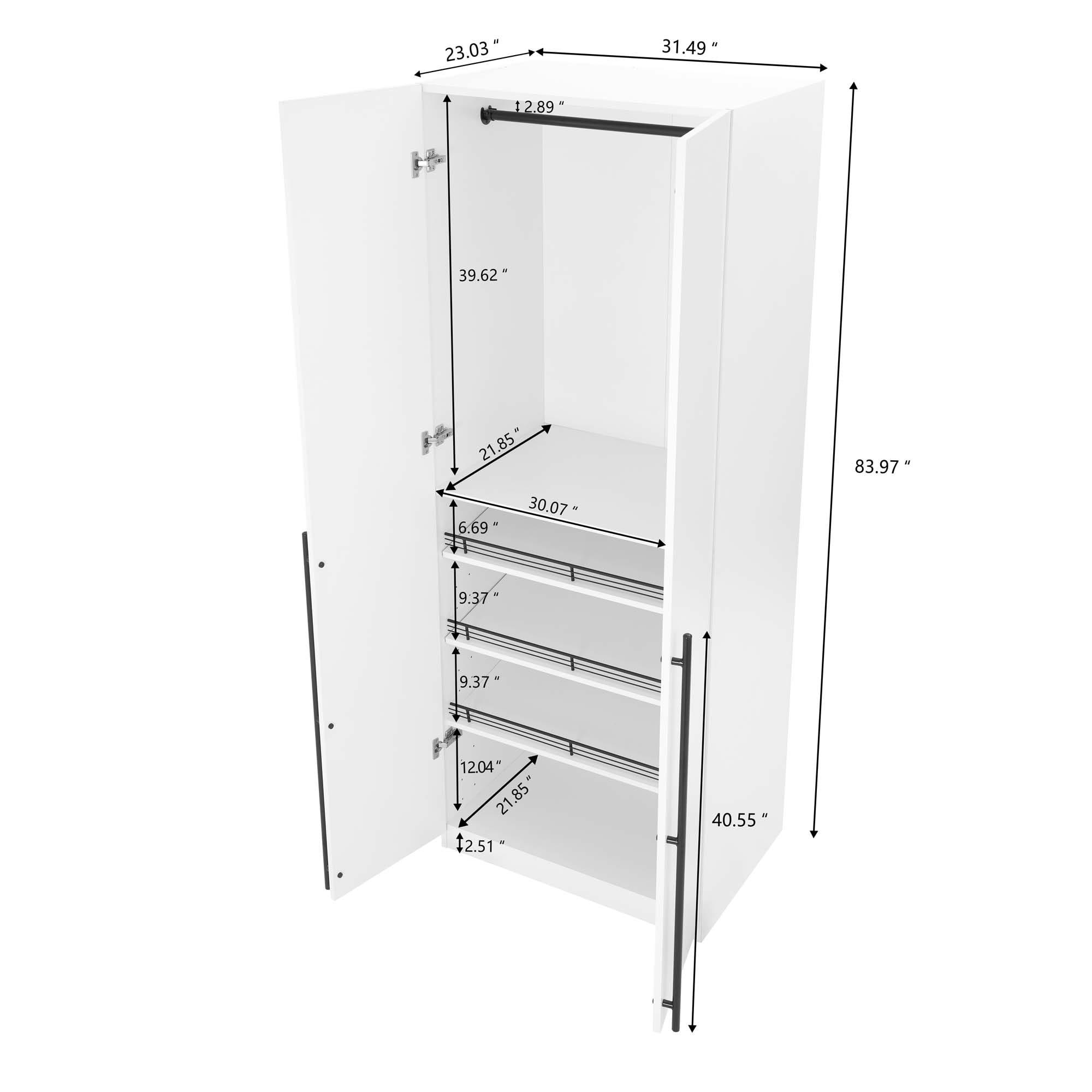 Manhattan Comfort 2pc Lee 4 Door and 8 Shelf Module Wardrobe White: Modern Storage, MDF, Metal Hardware