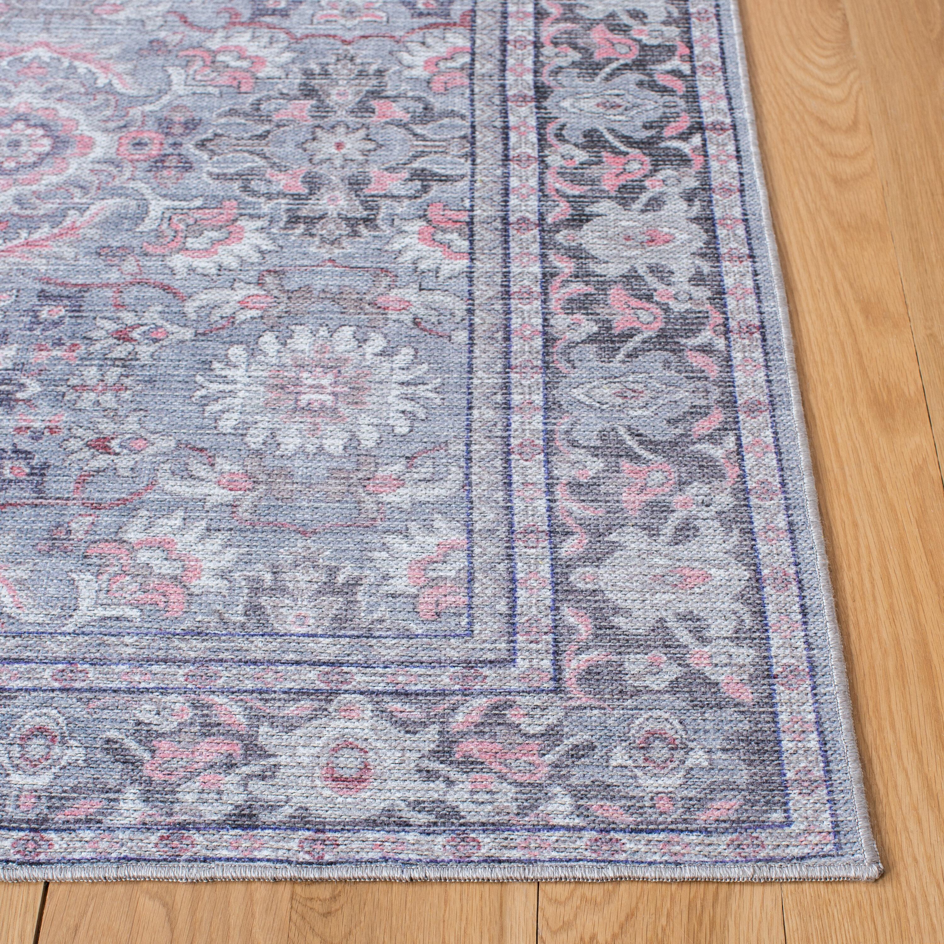 Serapi SEP584 Power Loomed Machine Washable Skid-Resistant Indoor Area Rug - Grey/Pink - 8'x10' - Safavieh