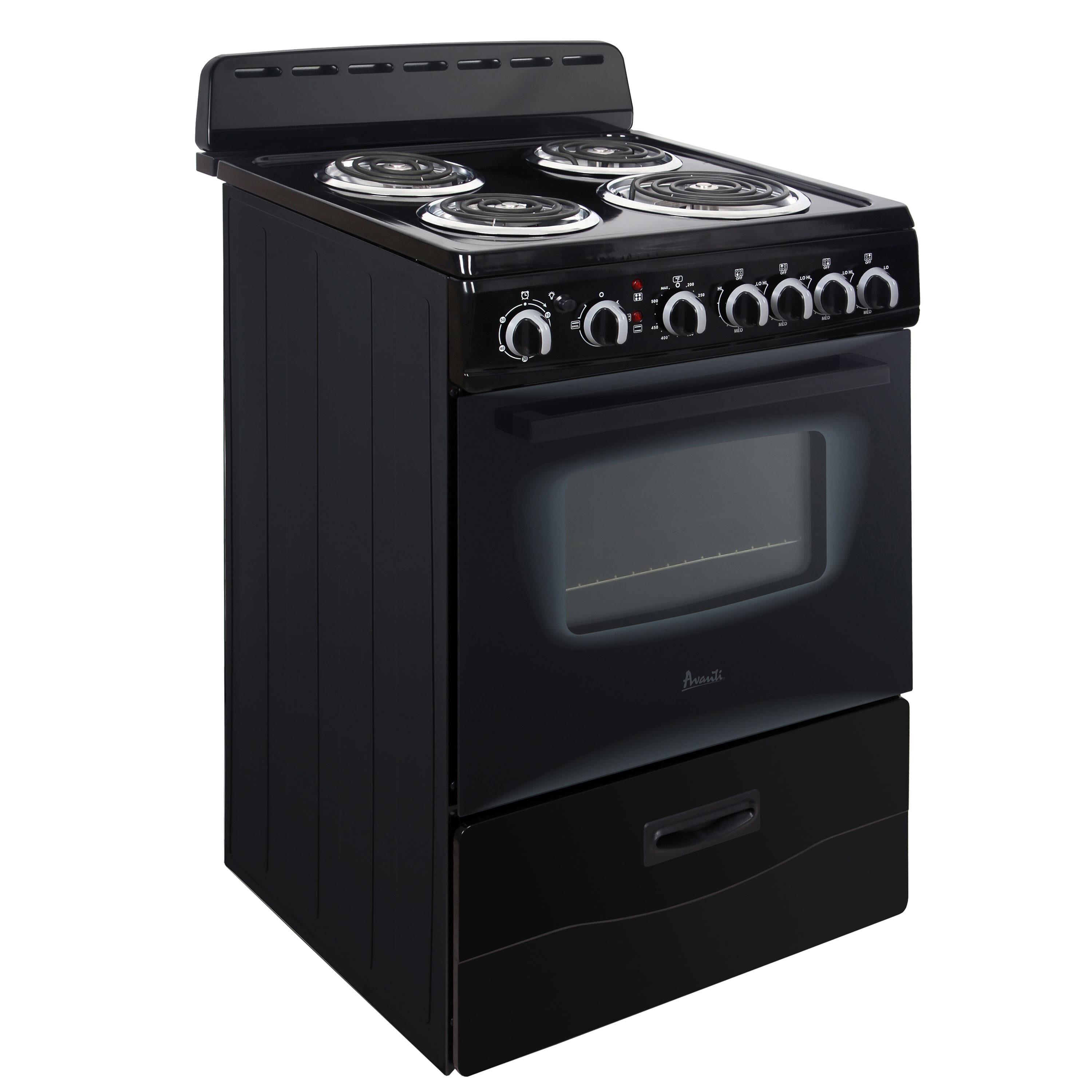Avanti 24-Inch Black Freestanding Electric Range with Glass Door