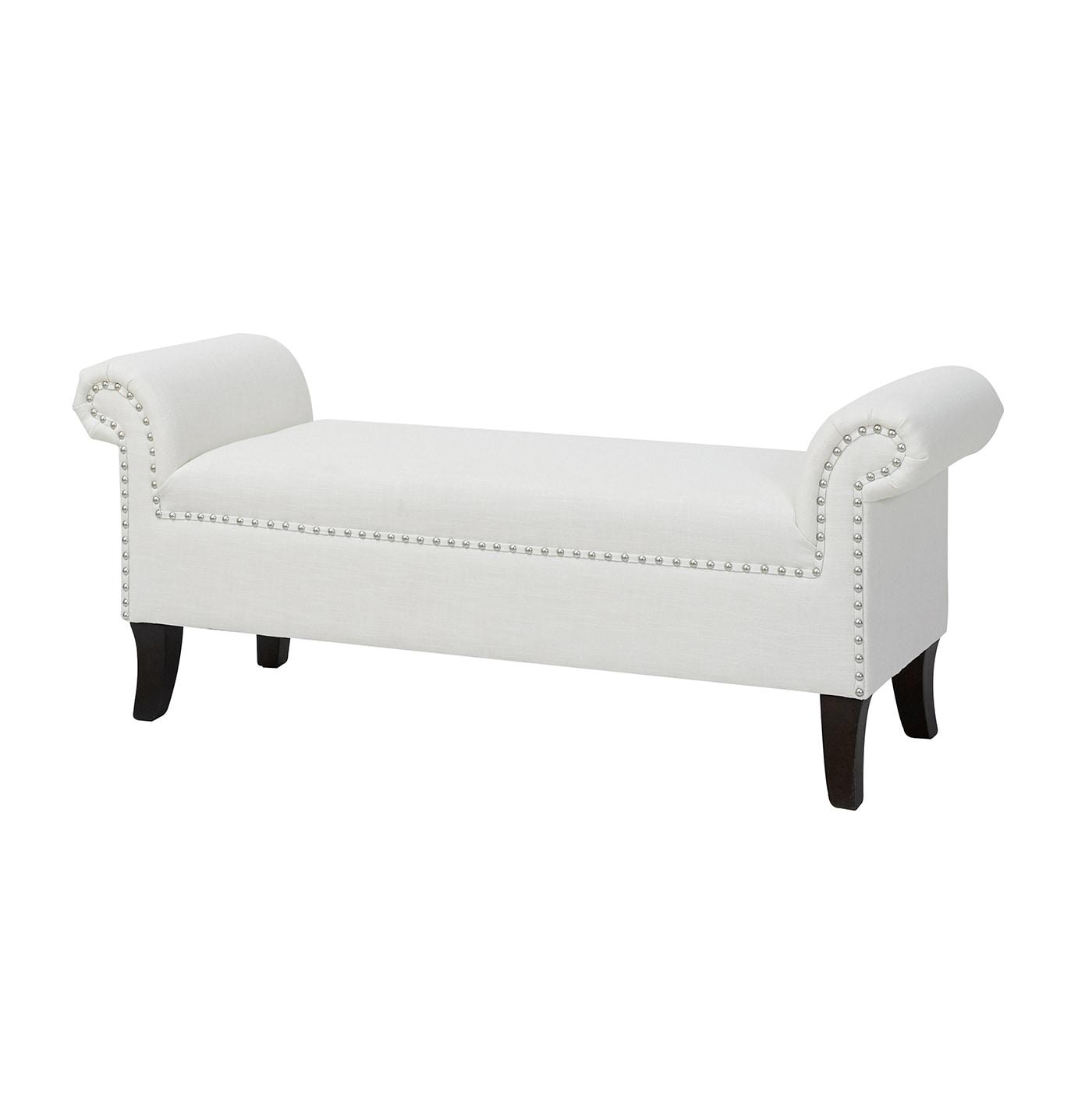 Kathy Roll Arm Entryway Accent Bench Bright White
