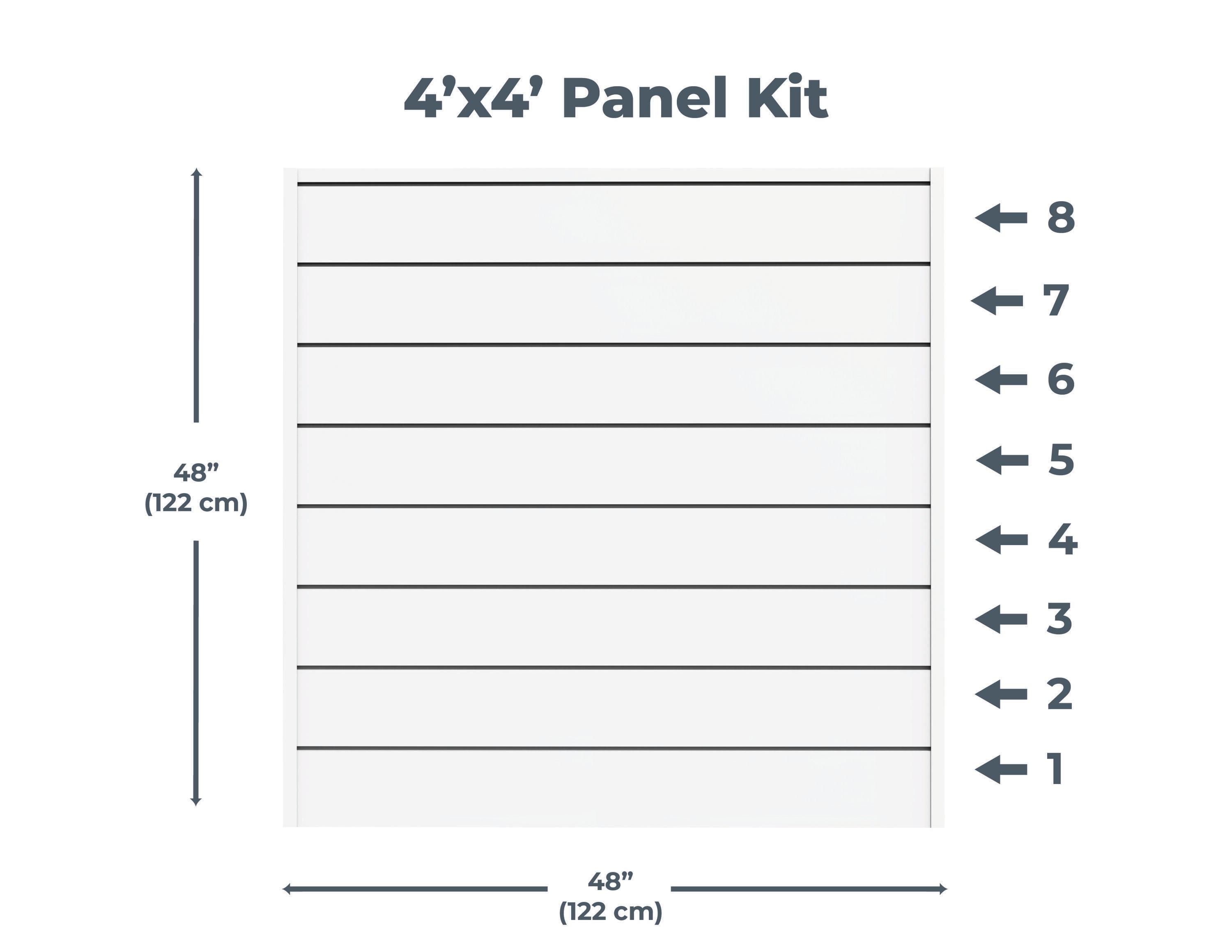 CrownWall PVC Slat Wall Panels Garage Wall and Home Organizer Storage System  | 4ft by 4ft (Set of 8)