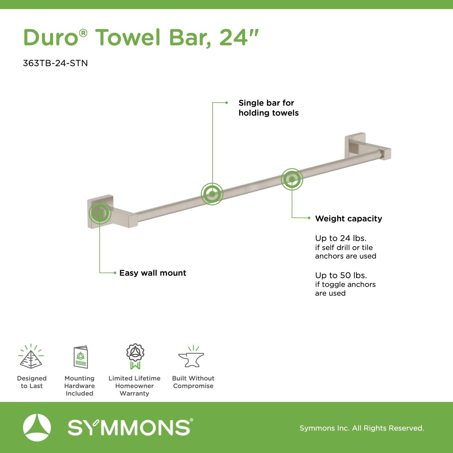 Satin Nickel 24" Wall-Mounted Metal Towel Bar