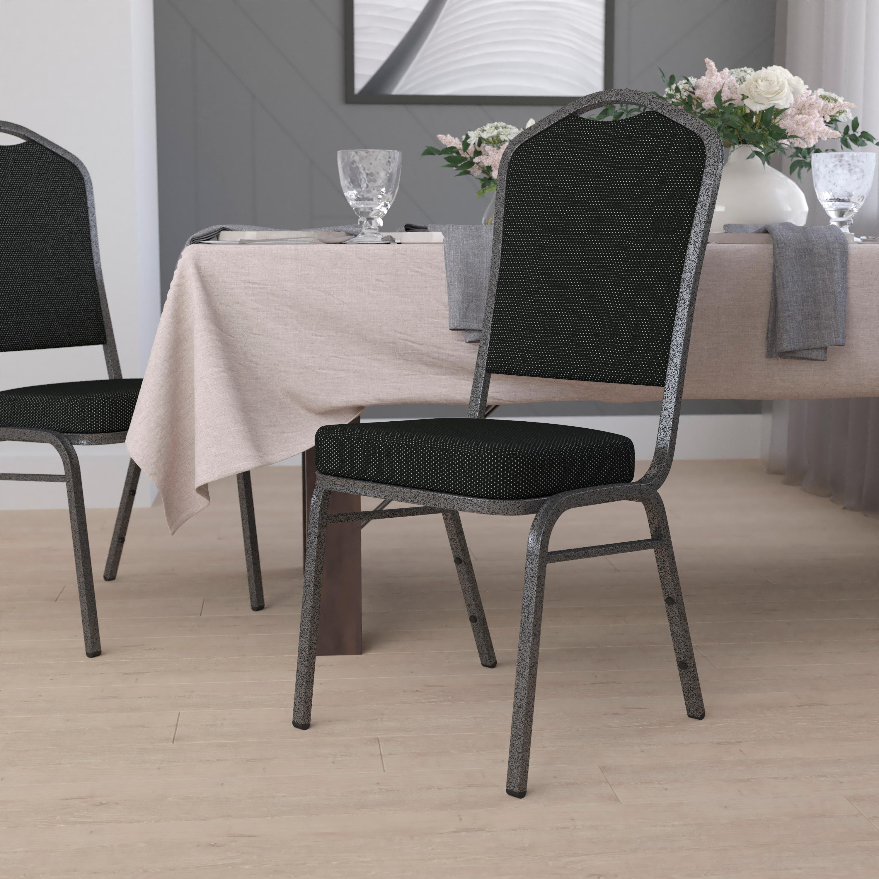 Black Diamond Fabric and Silver Vein Steel Stacking Banquet Chair