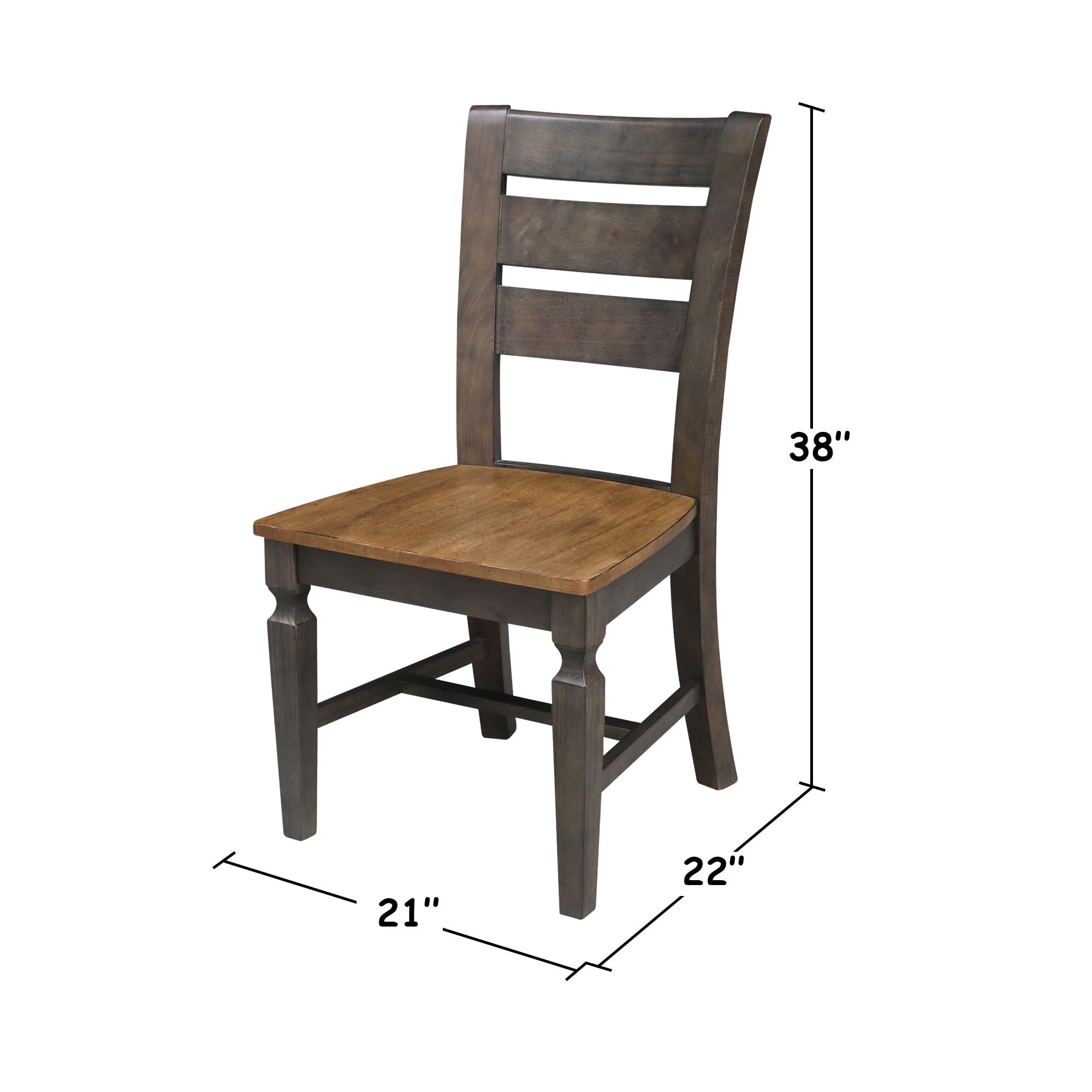 Set of 2 Vista Ladder Back Dining Chairs Hickory Brown - International Concepts: Solid Wood, Armless