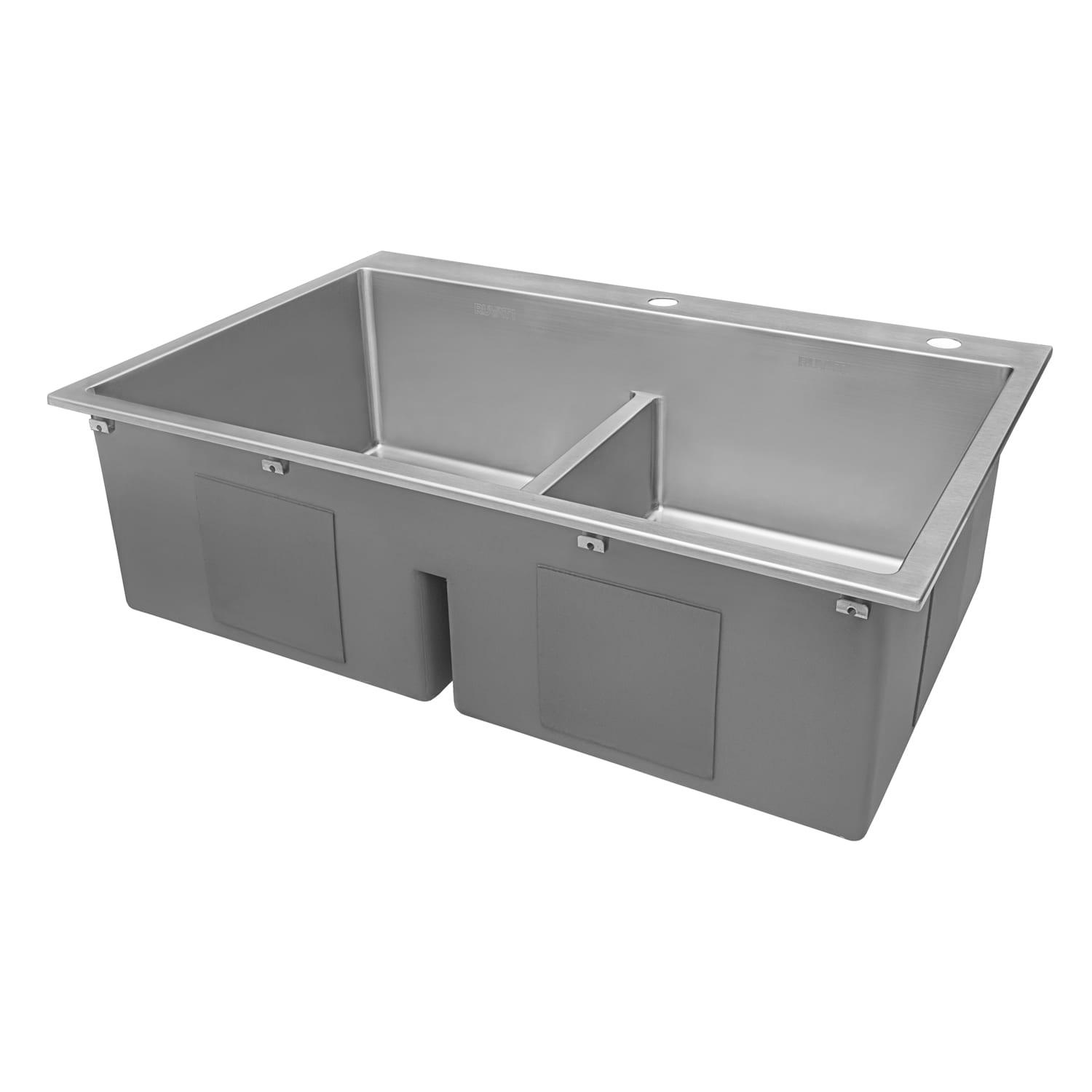 Ruvati 33 x 22 inch Drop-in 50/50Bowl Rounded Corners Topmount Stainless Steel Kitchen Sink