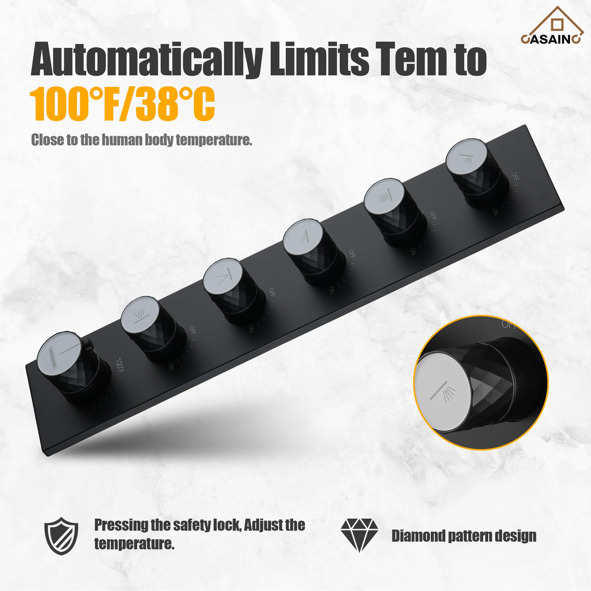 CASAINC Luxury Concealed Large Overhead Spray Multifunctional Shower