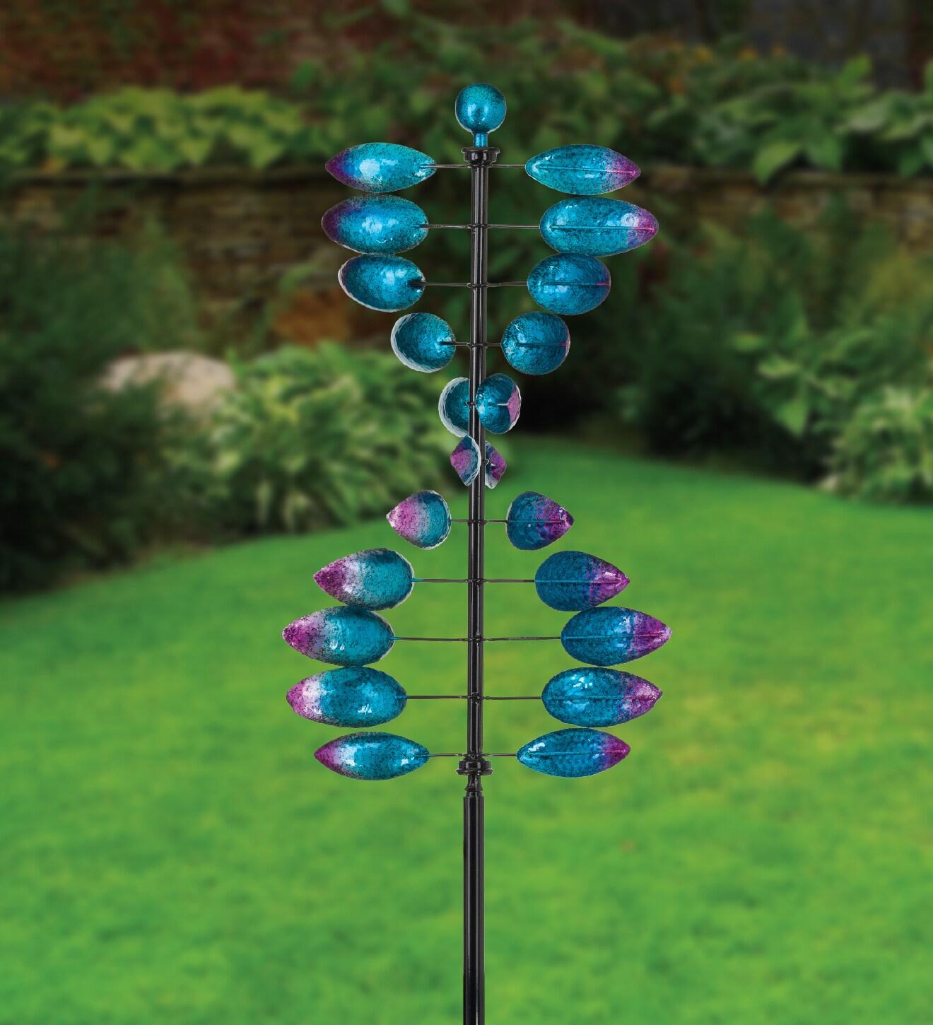 Blue and Magenta Double Helix Vertical Wind Spinner