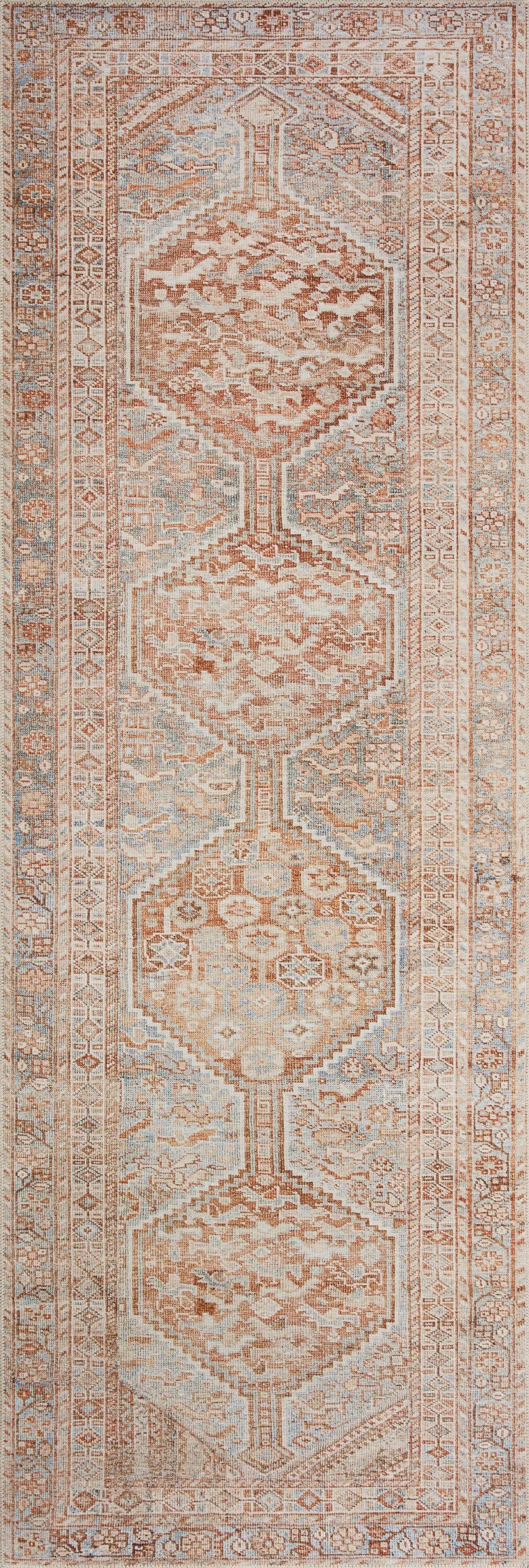 Jules Rug by Chris Loves Julia x Loloi - Tangerine and Mist / 2'6" x 12'