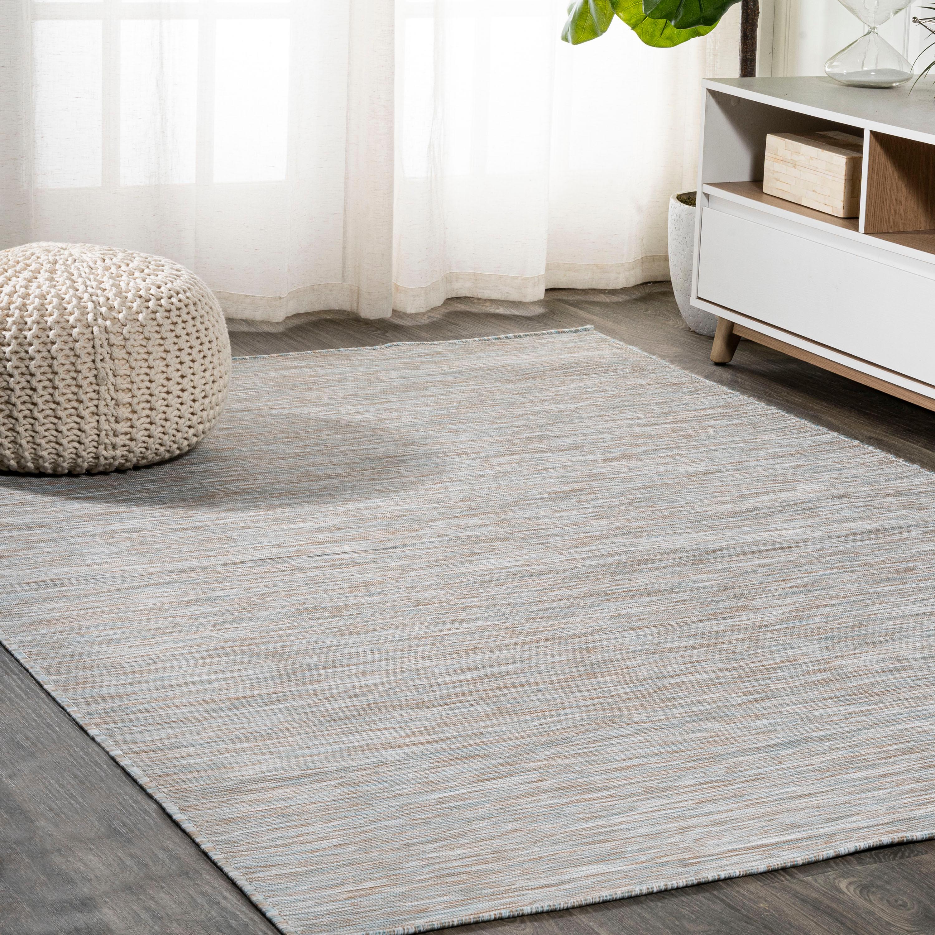 8'x10' Ethan Modern Flatweave Solid  Area Rug, Gray - JONATHAN Y