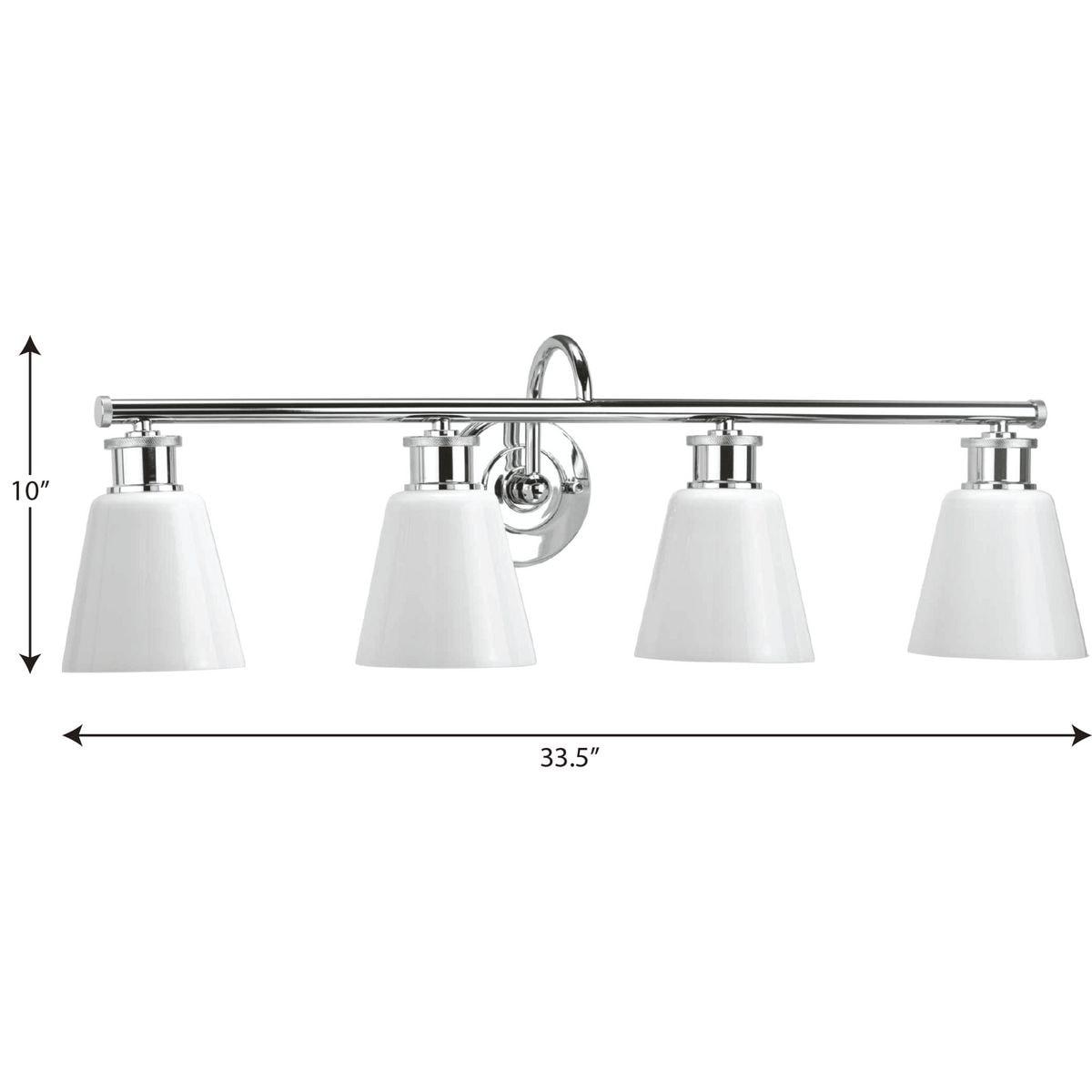 Progress Lighting, Ashford Collection, 4-Light Bath Vanity Light, Polished Chrome, Opal Glass Shade