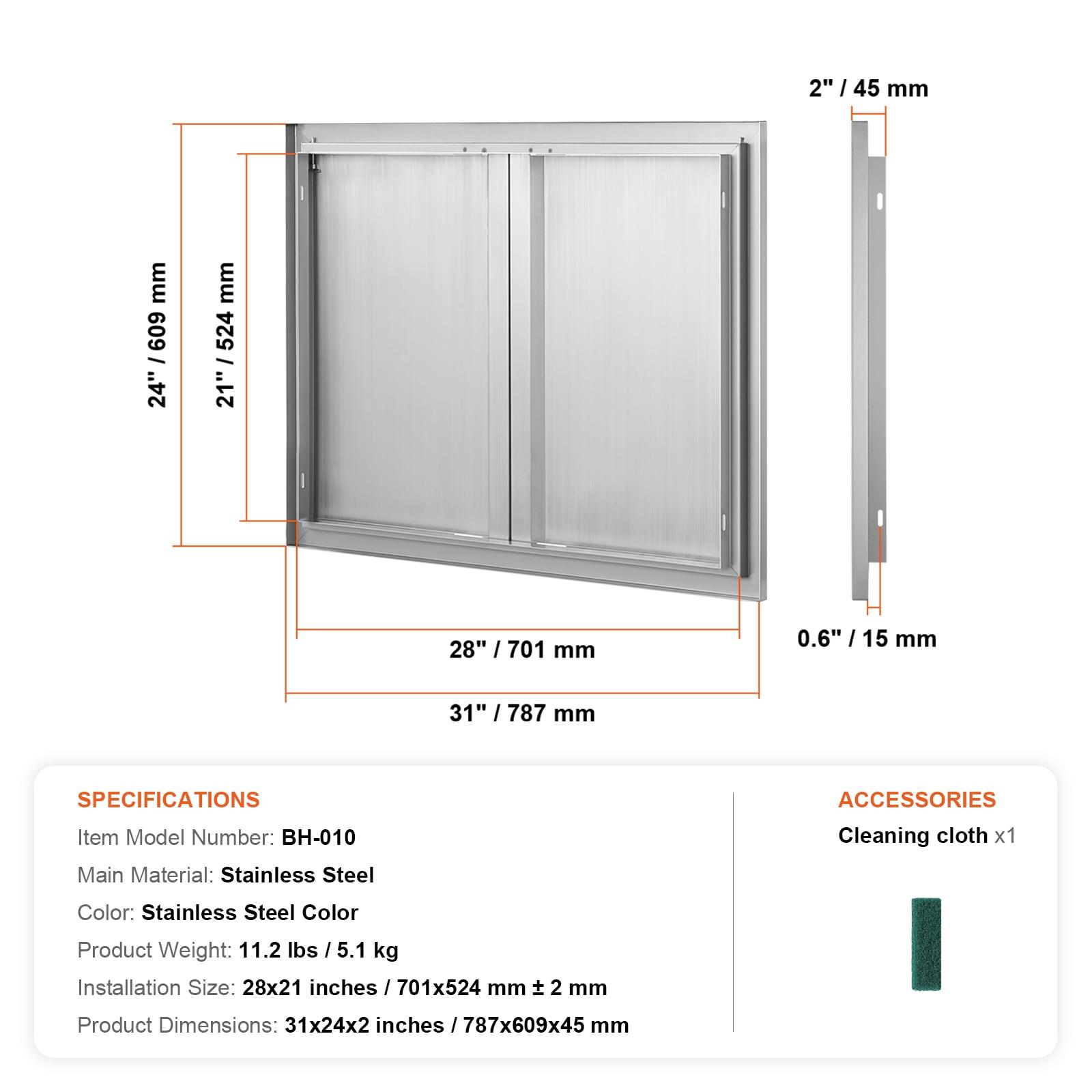 VEVOR VEVOR 31x24 Inch BBQ Island Access Door Outdoor Kitchen Door Stainless Steel