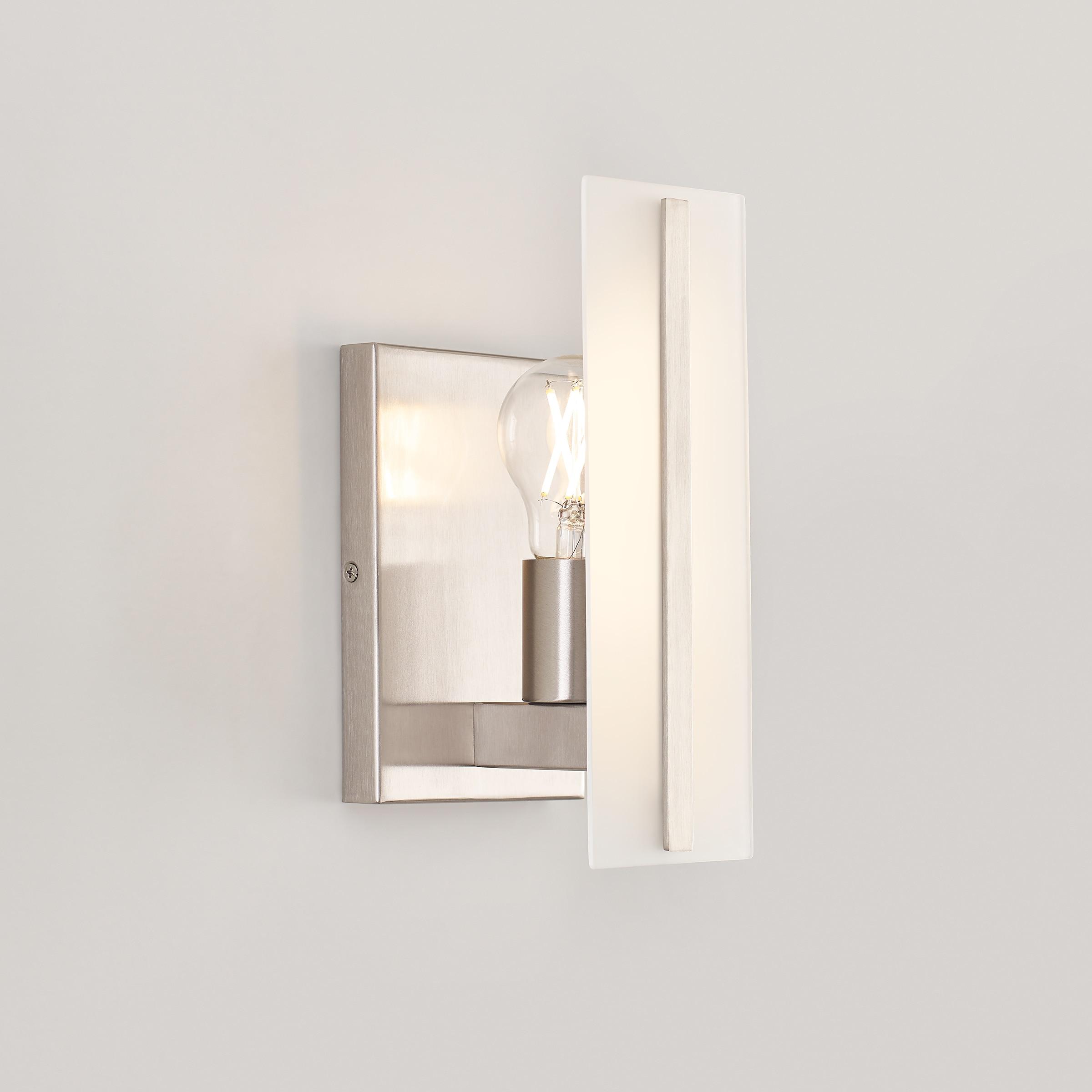 Elegant Brushed Nickel Vanity Sconce with Satin Etched Glass
