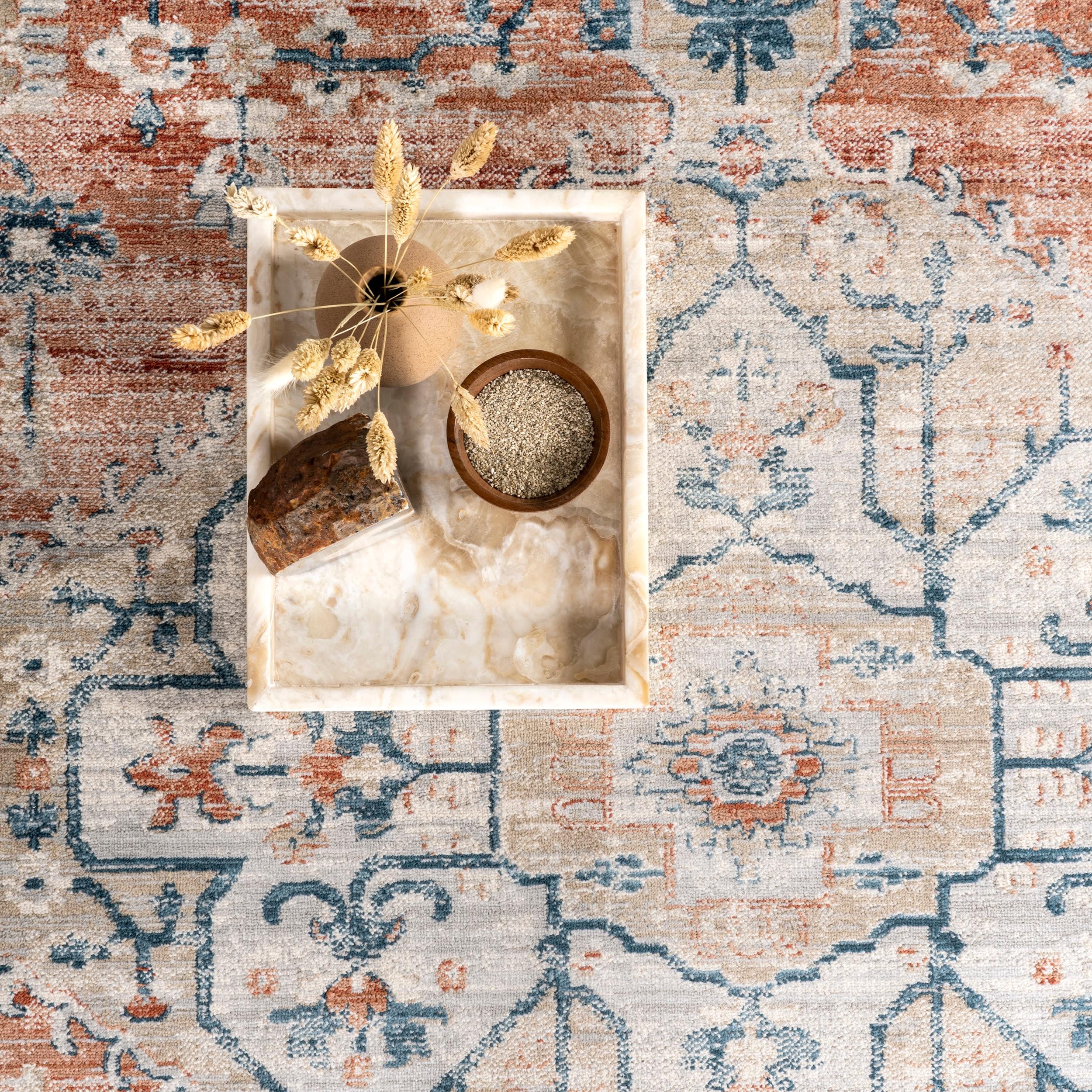 Nuloom Zara Medallion 3x5 Accent Indoor Area Rug for Living Room Bedroom Dining Room Entryway Kitchen, Rust/Blue