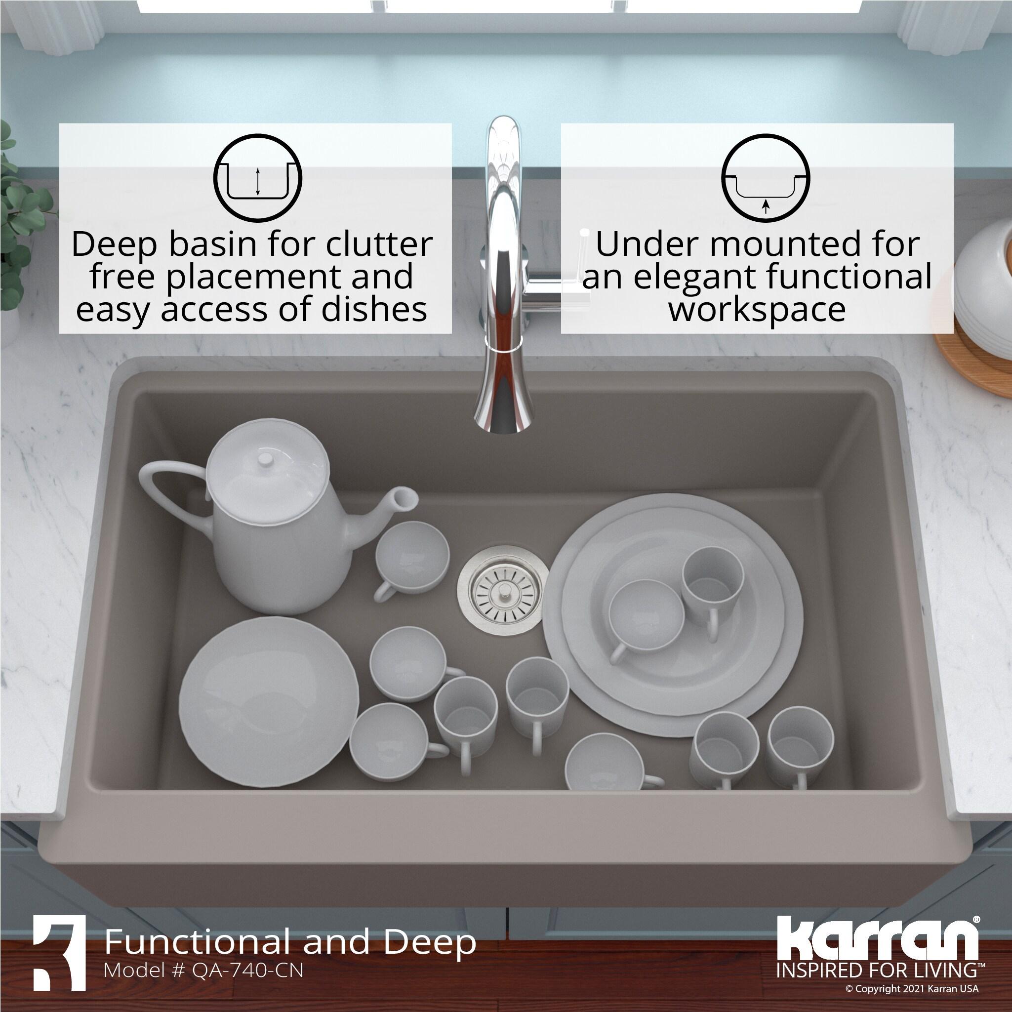 Karran Farmhouse/Apron-Front Quartz Composite 34'' X 21-1/4'' Single Bowl Kitchen Sink