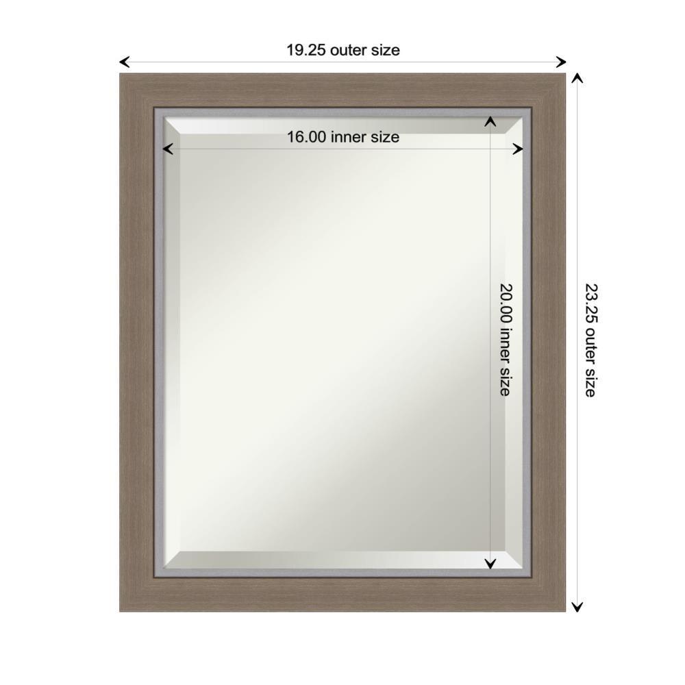 Amanti Art Beveled Bathroom Wall Mirror - Eva Narrow Frame Eva Brown Narrow Outer Size: 19 x 23 in Silver, Brown