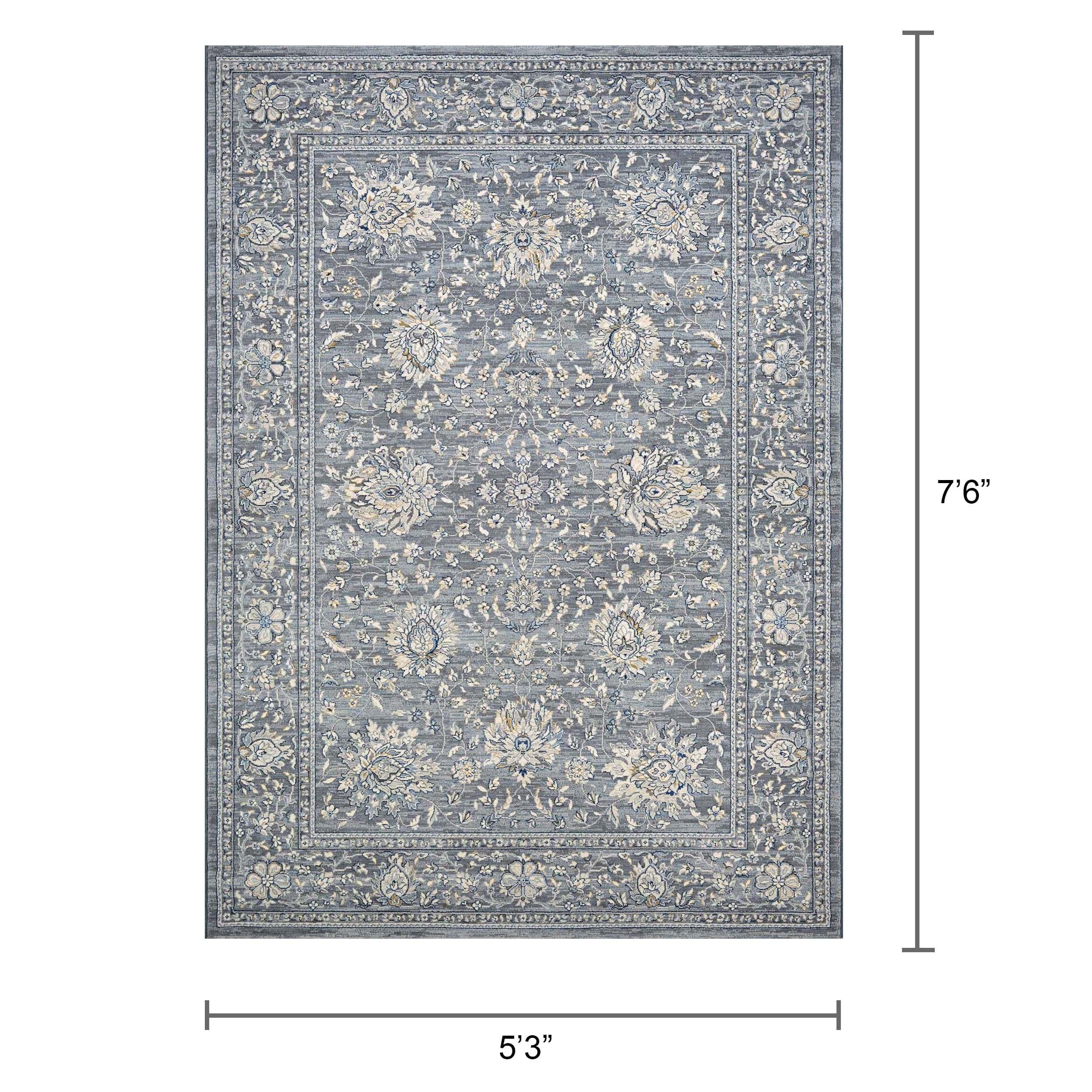 Couristan 71415656053076T 5 ft. 3 in. x 7 ft. 6 in. Sultan Treasures Persian Isfahn Rug, Slate