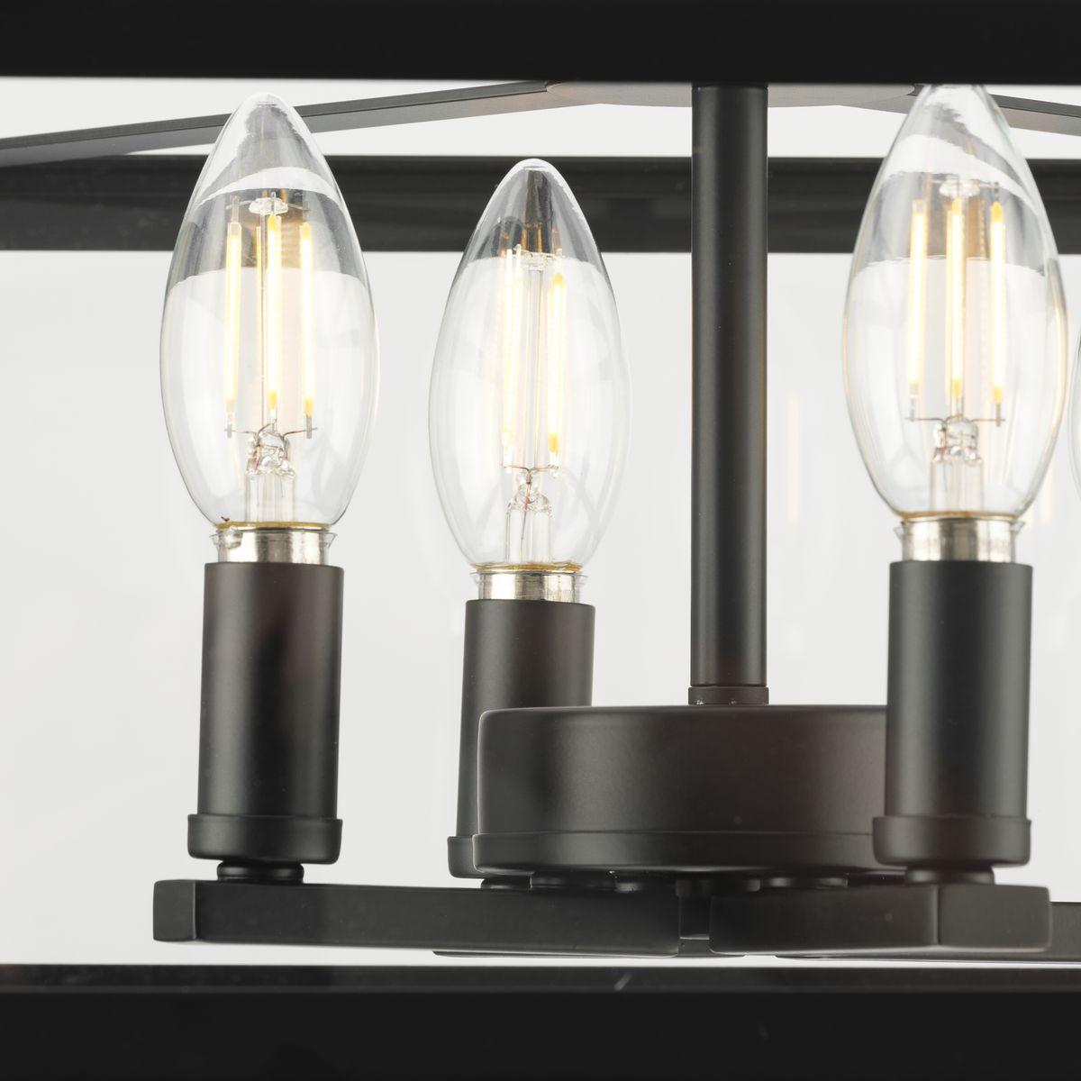 Progress Lighting Hillcrest 4-Light Semi-Flush Mount in Matte Black with Clear Beveled Glass Panels