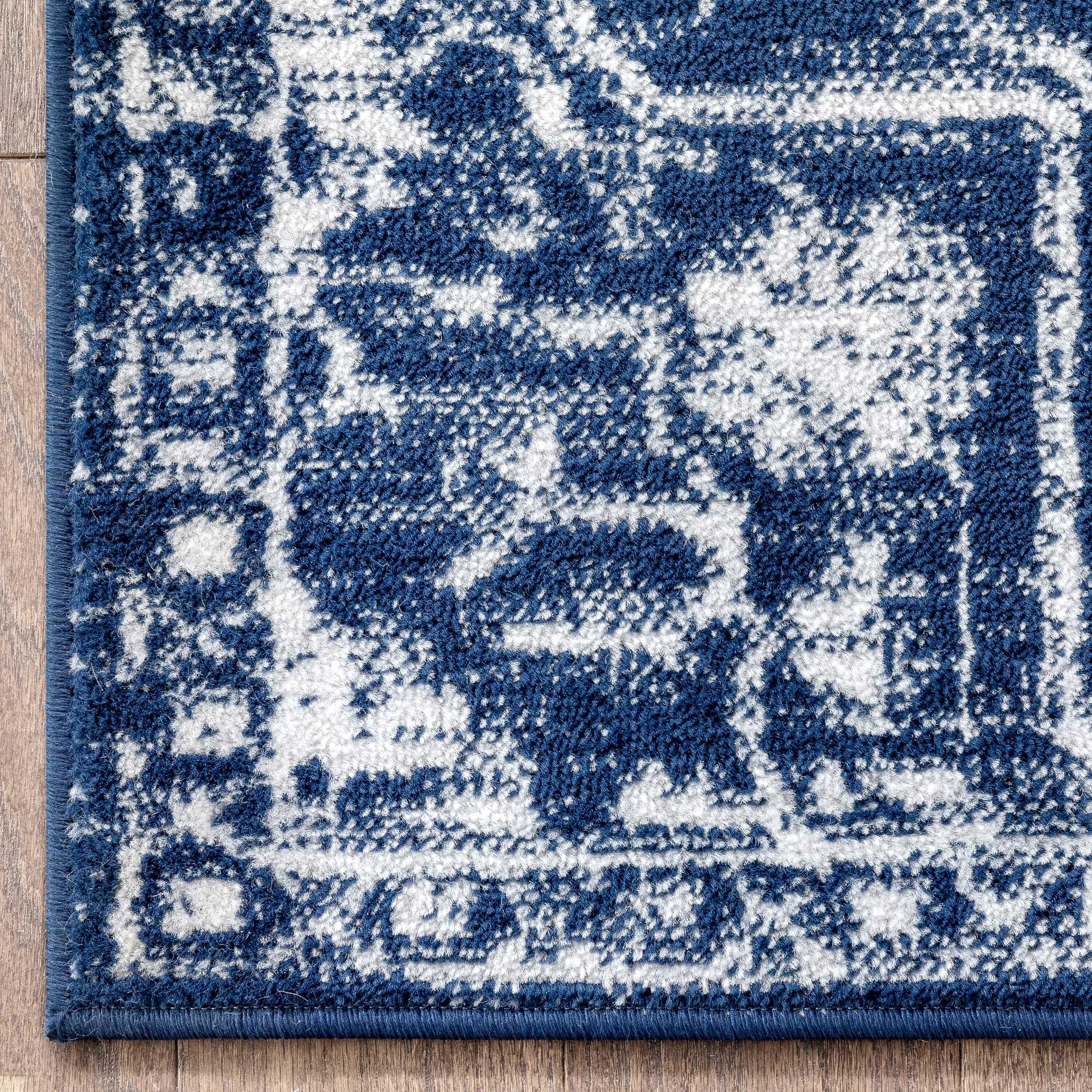 Well Woven Dazzle Disa Vintage Bohemian Oriental Floral Dark Blue 2'3" x 7'3" Runner Area Rug