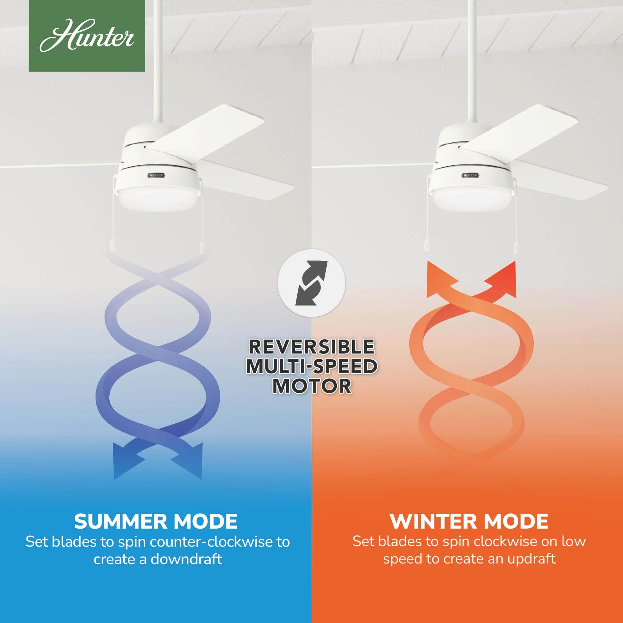 Hunter Fan 52" Aker 3 - Blade Indoor Standard Ceiling Fan with Pull Chain and Light Kit Included
