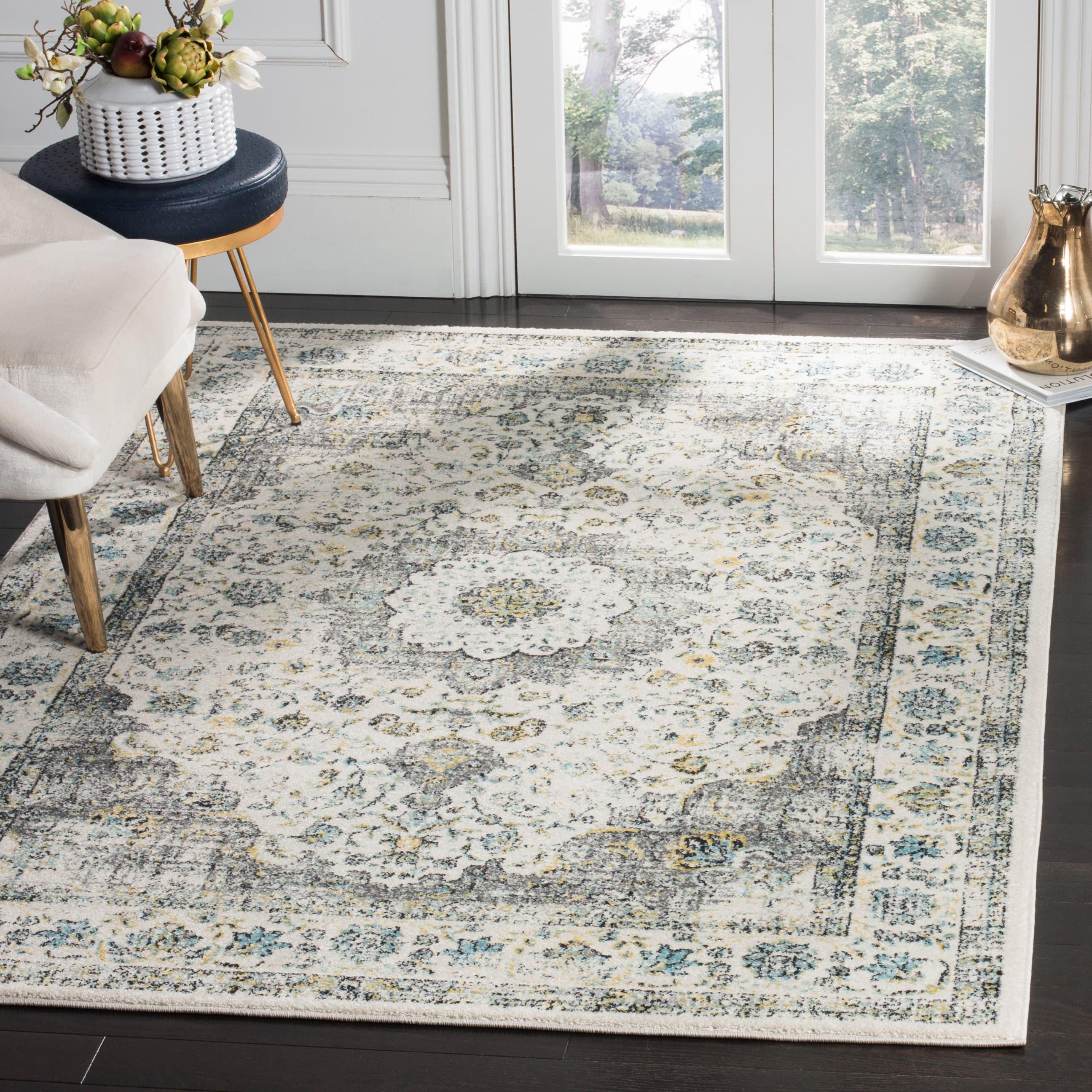 Evoke EVK220 Power Loomed Area Rug - Grey/Gold - 4'x6' - Safavieh.