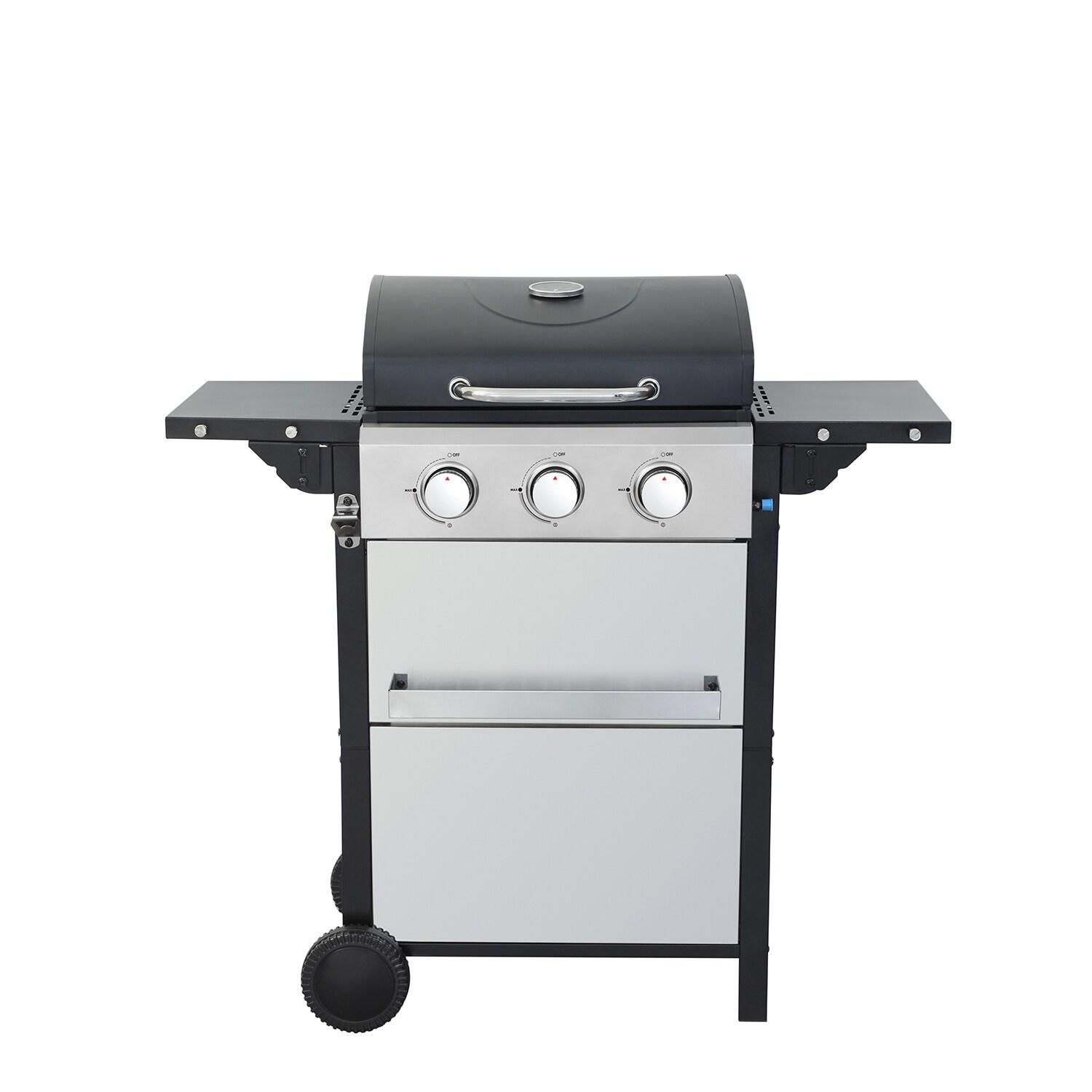 3-Burner Propane Gas Grill, 25,650 BTU Stainless BBQ For Patio Garden |Outdoor Grill with Two Side Shelves, Wheels and Bottle Opener