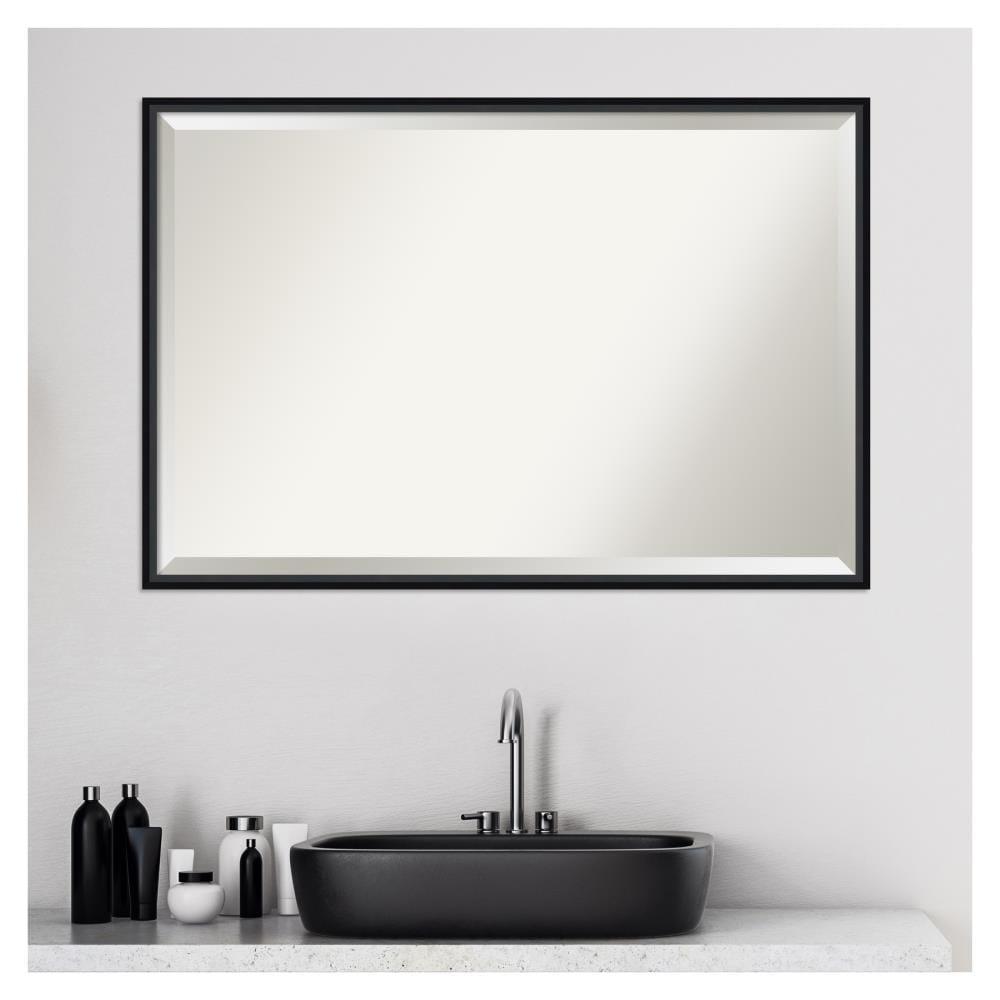 Amanti Art 37" x 25" Lucie Framed Bathroom Vanity Wall Mirror Black : Modern Rectangle, No Assembly Required