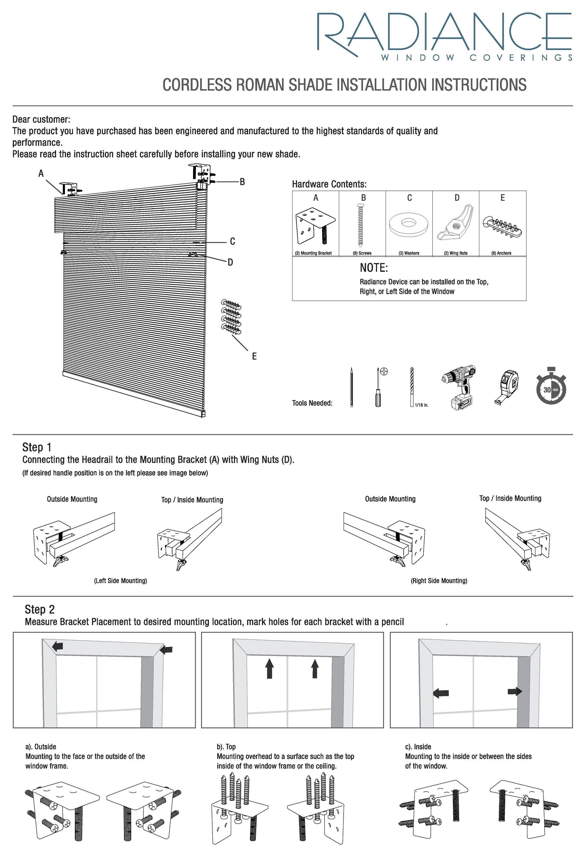 Radiance Newport 30-in Cordless Driftwood Roman Shade