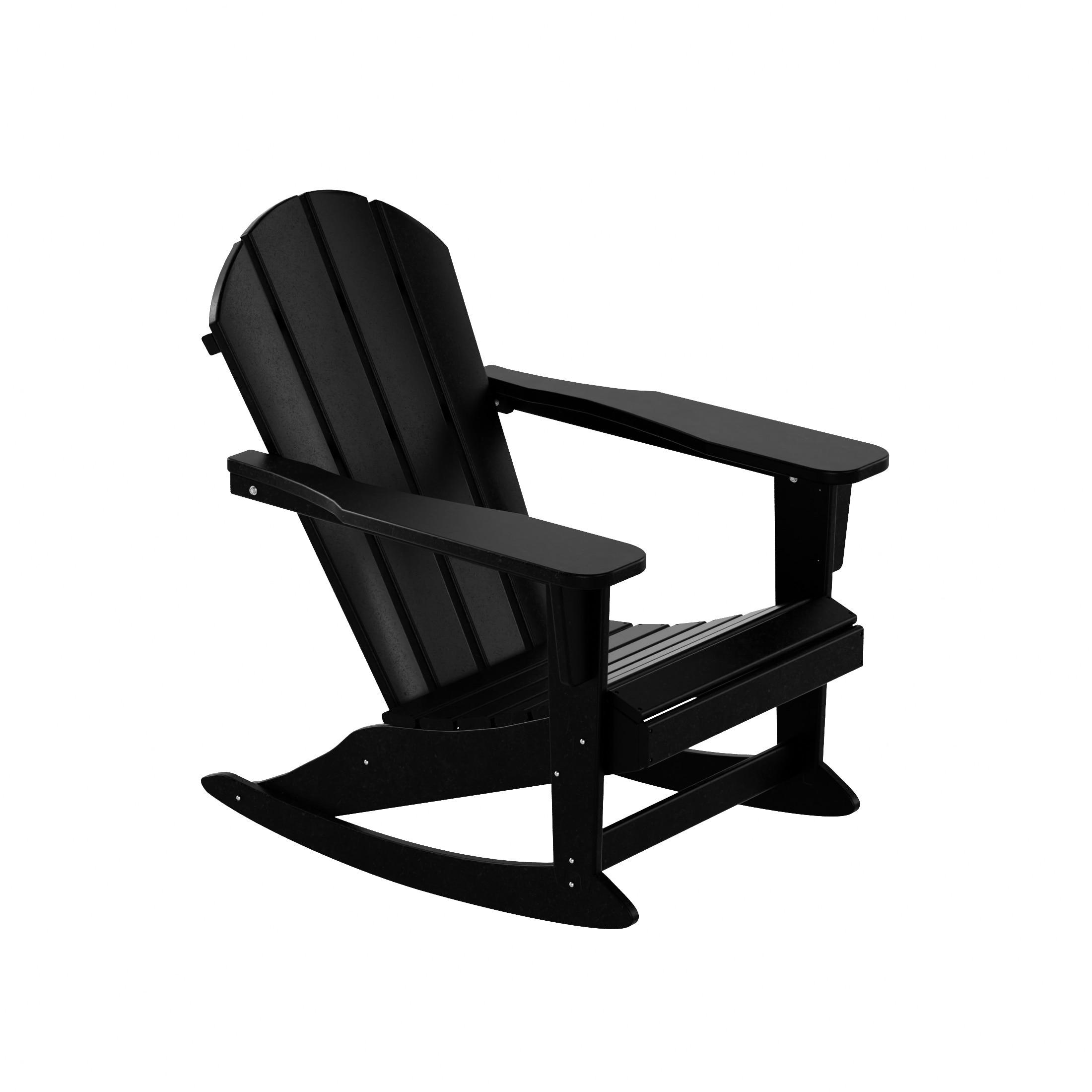 JUSTLET Plastic Adirondack Rocking Chair,HDPE All-Weather Outdoor Rocking Adirondack Chair for Porch, Patio, Balcony,Black