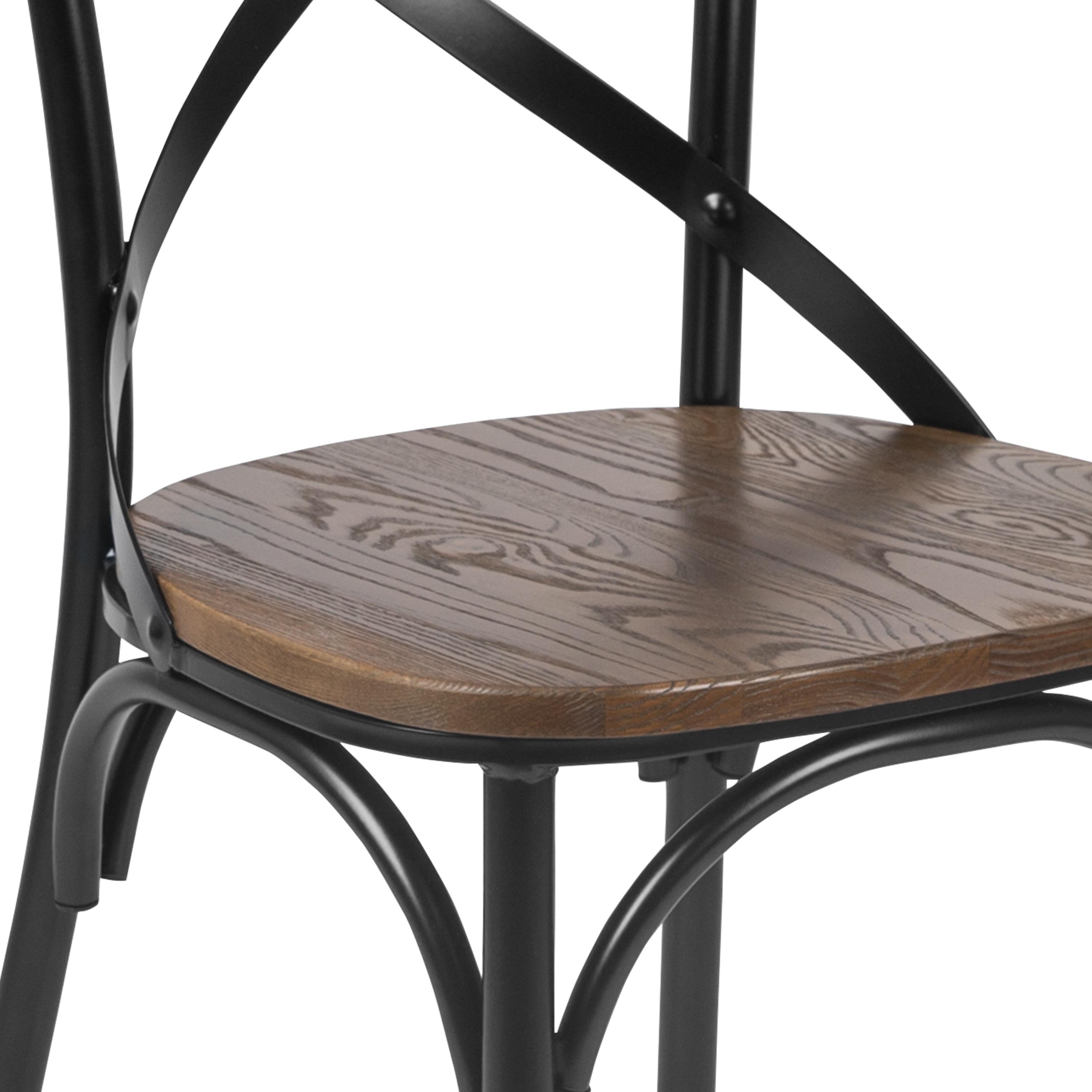 Flash Furniture X-Back Chair with Metal Bracing and Fruitwood Seat